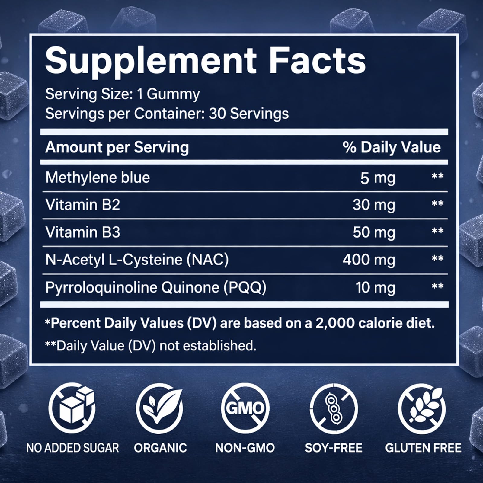 DXWXH Methylene Blue Gummies packaging