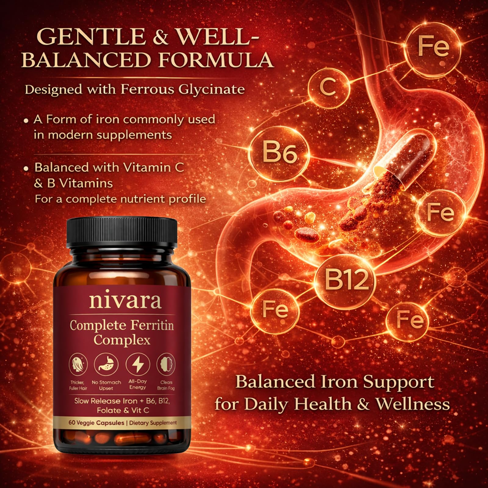 DXWXH Nivara Ferravital Complete Ferritin Complex bottle with capsules
