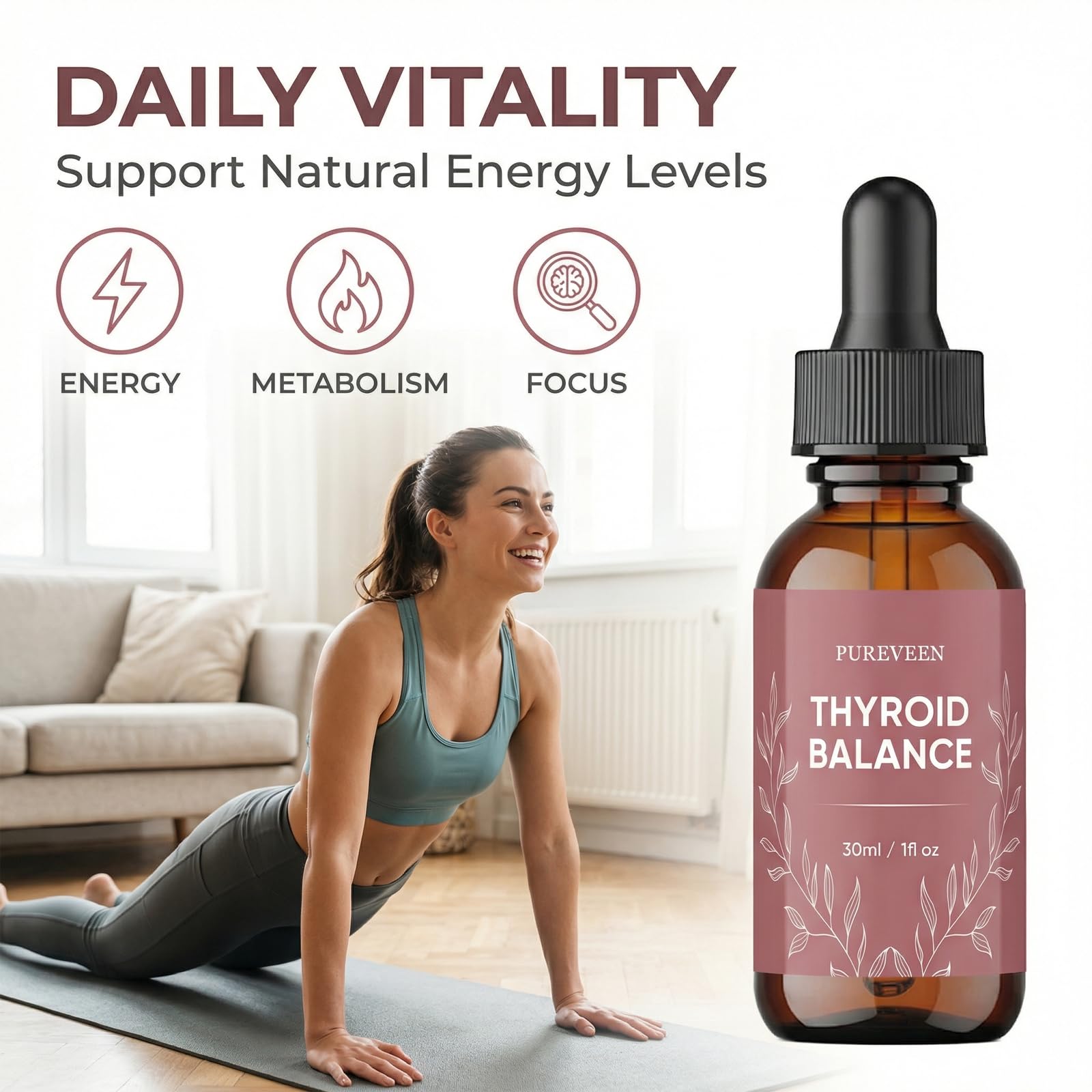 DXWXH Thyroid Support Drops back view with ingredients list