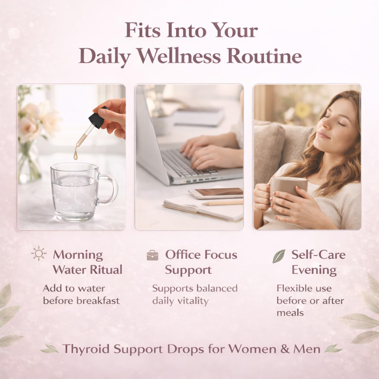 DXWXH Thyroid Support Drops lifestyle scene on kitchen counter