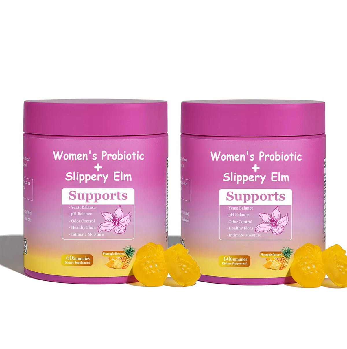 Dyale Feminine Balance Gummies bottle front view with Hawaiian pineapple flavour