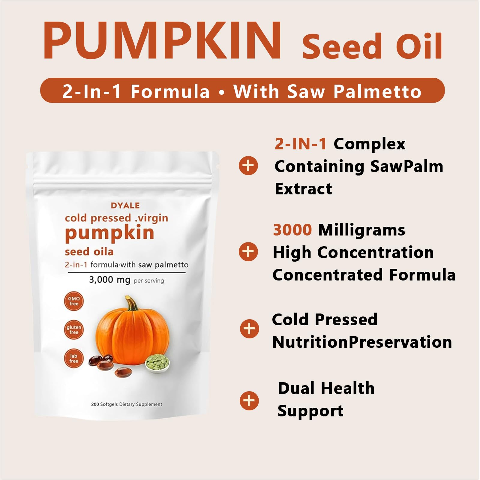 DYALE Pumpkin Seed Oil Softgels side view with packaging