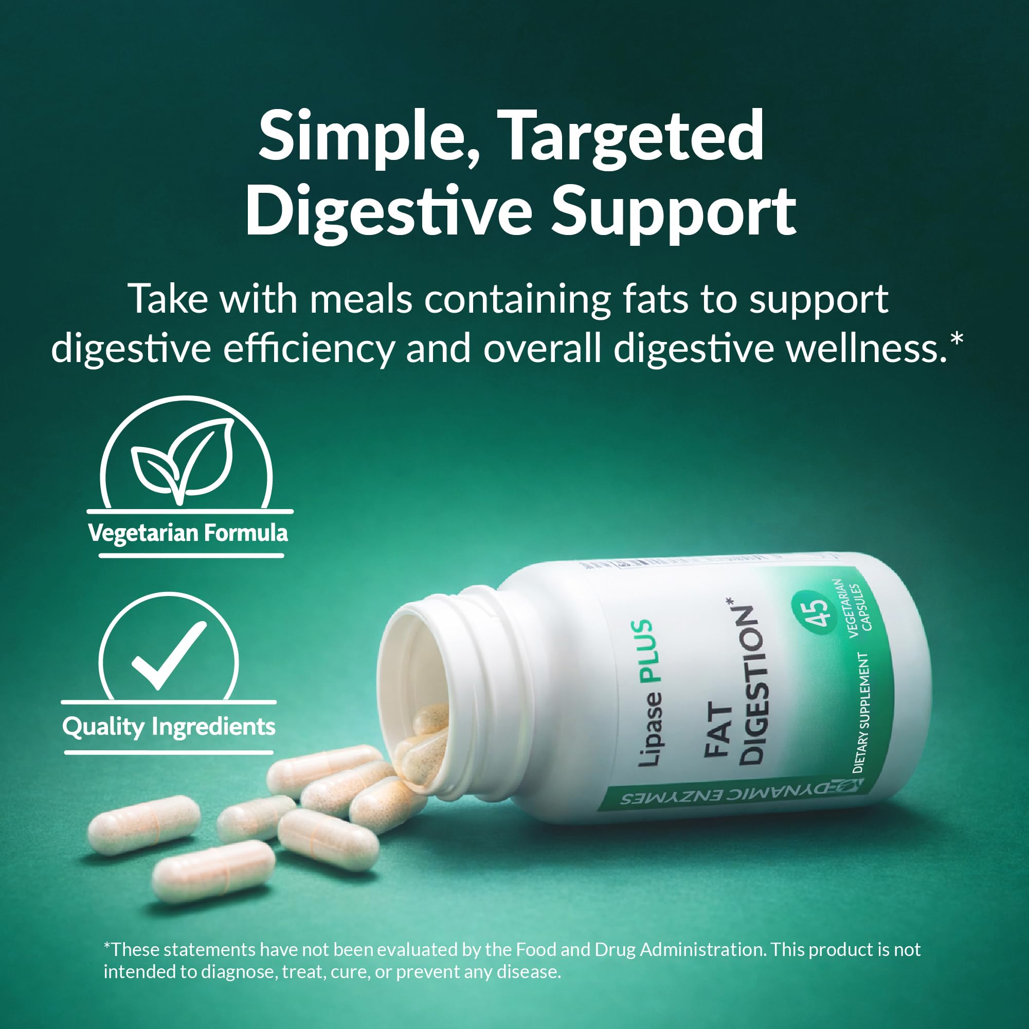 Dynamic Enzymes Lipase Plus 41g capsules on a wooden table