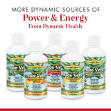 Dynamic Health Organic Aloe Vera Juice bottle on a kitchen counter