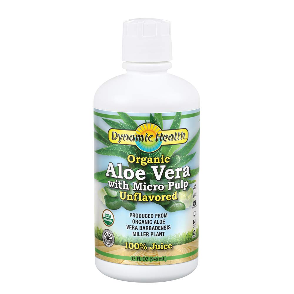 Dynamic Health Organic Aloe Vera Juice front view with label
