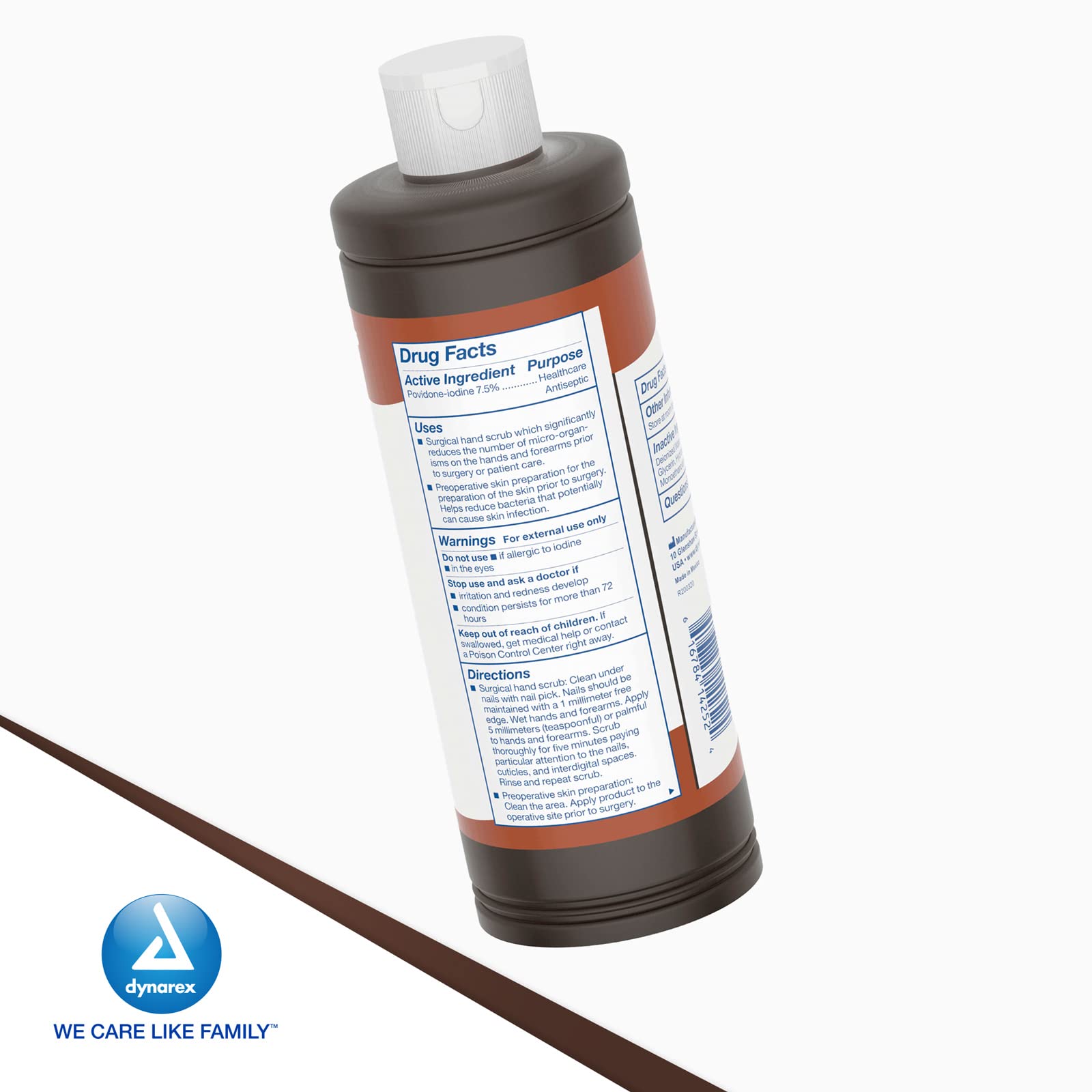 Dynarex Povidone Iodine Scrub Solution 16 fl. oz. with other first aid supplies