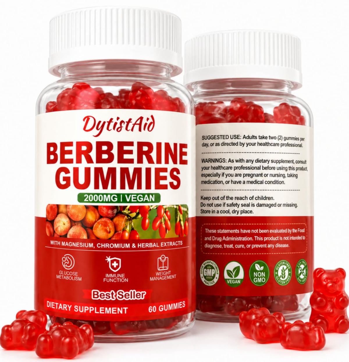 DytistAid Berberine Gummies 2000mg front view