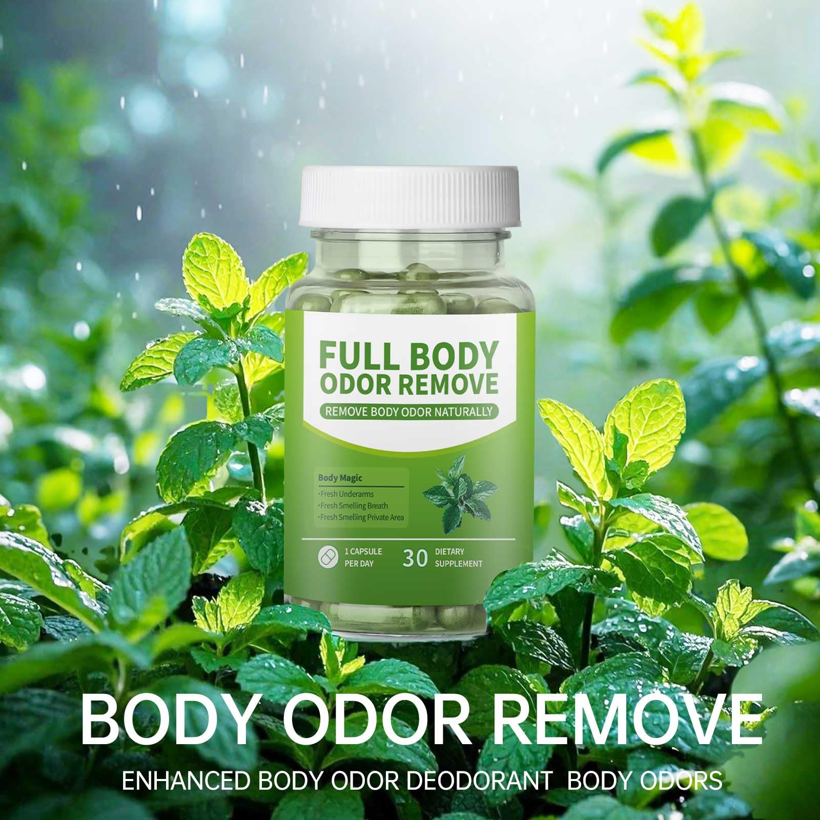 E-Bes Body Deodorant Supplement bottle with capsules