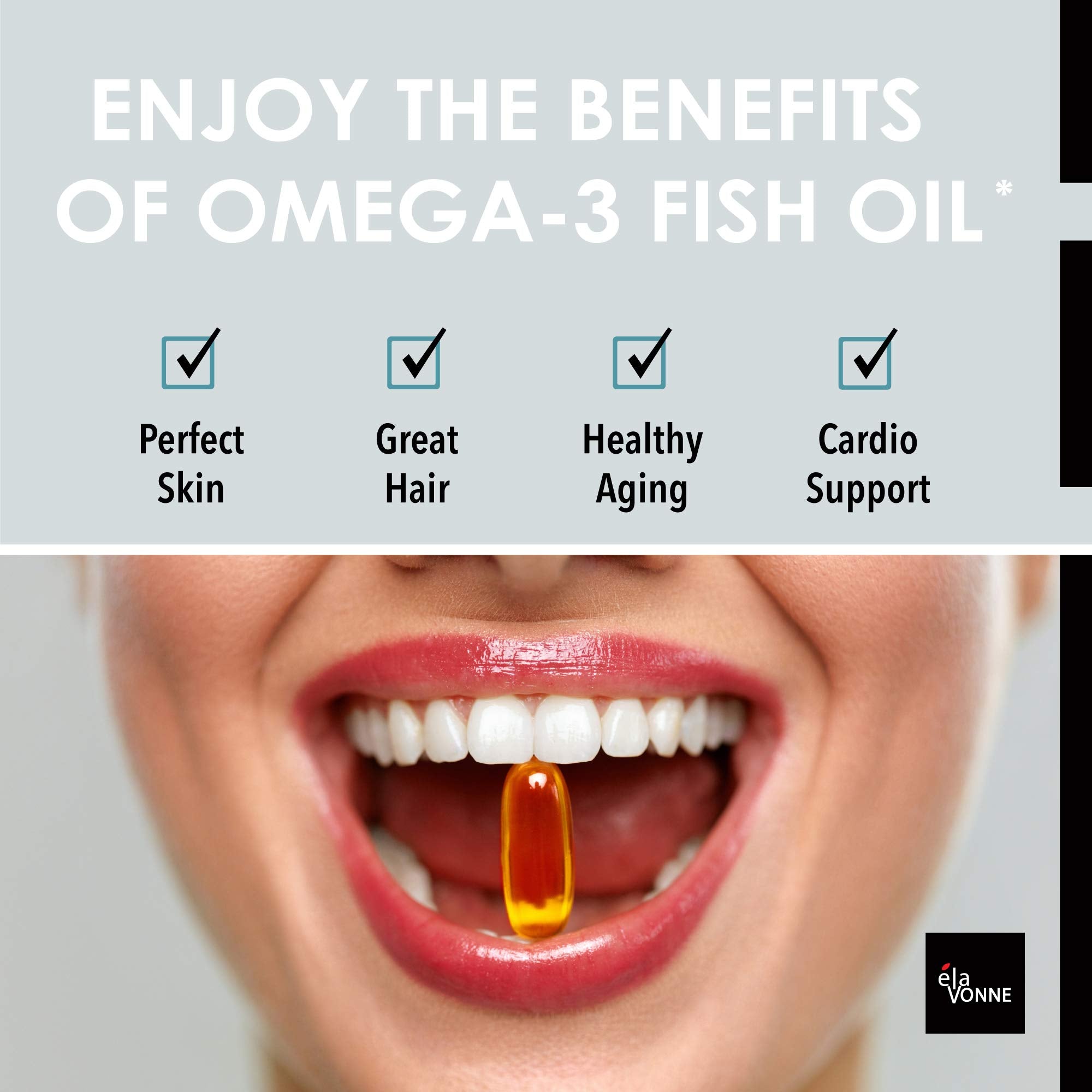 E´LAVONNE Fish Oil packaging with ingredients list