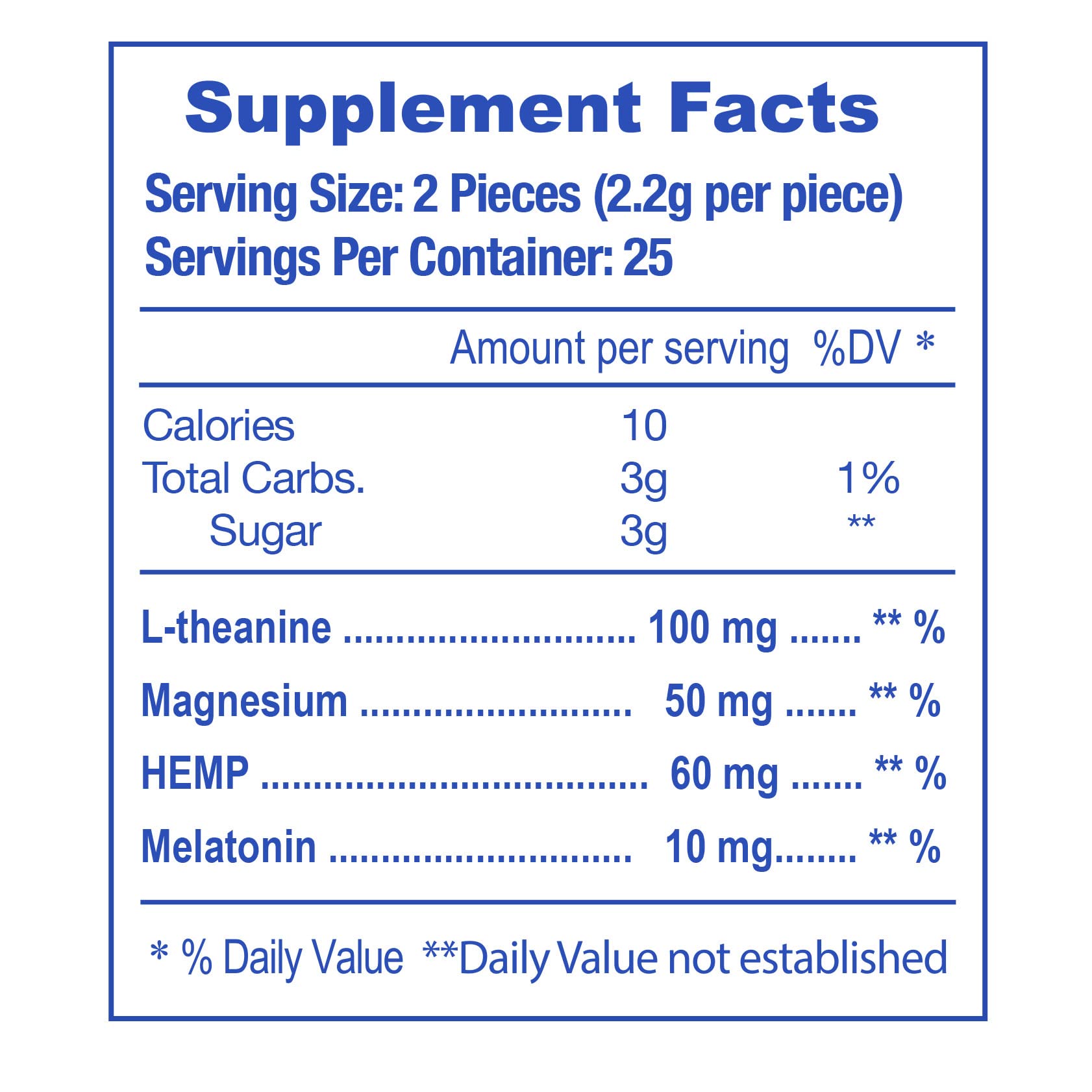 E-Z Nite Sleep Gummies bottle side view showing 50 count