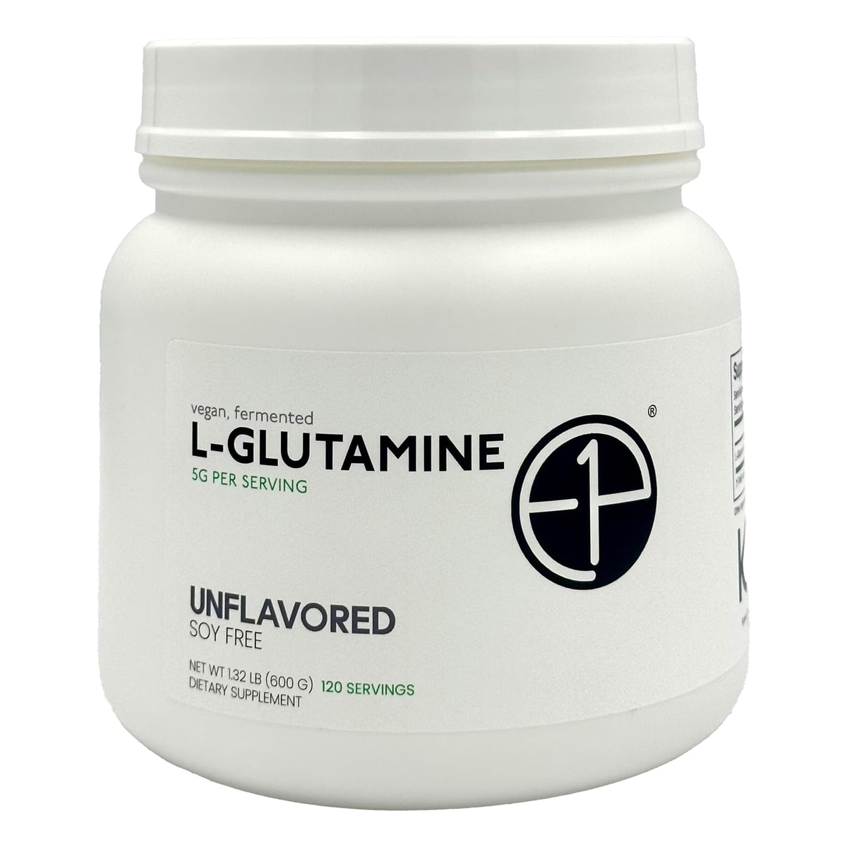 E1P L-Glutamine Unflavoured Powder 600g front view