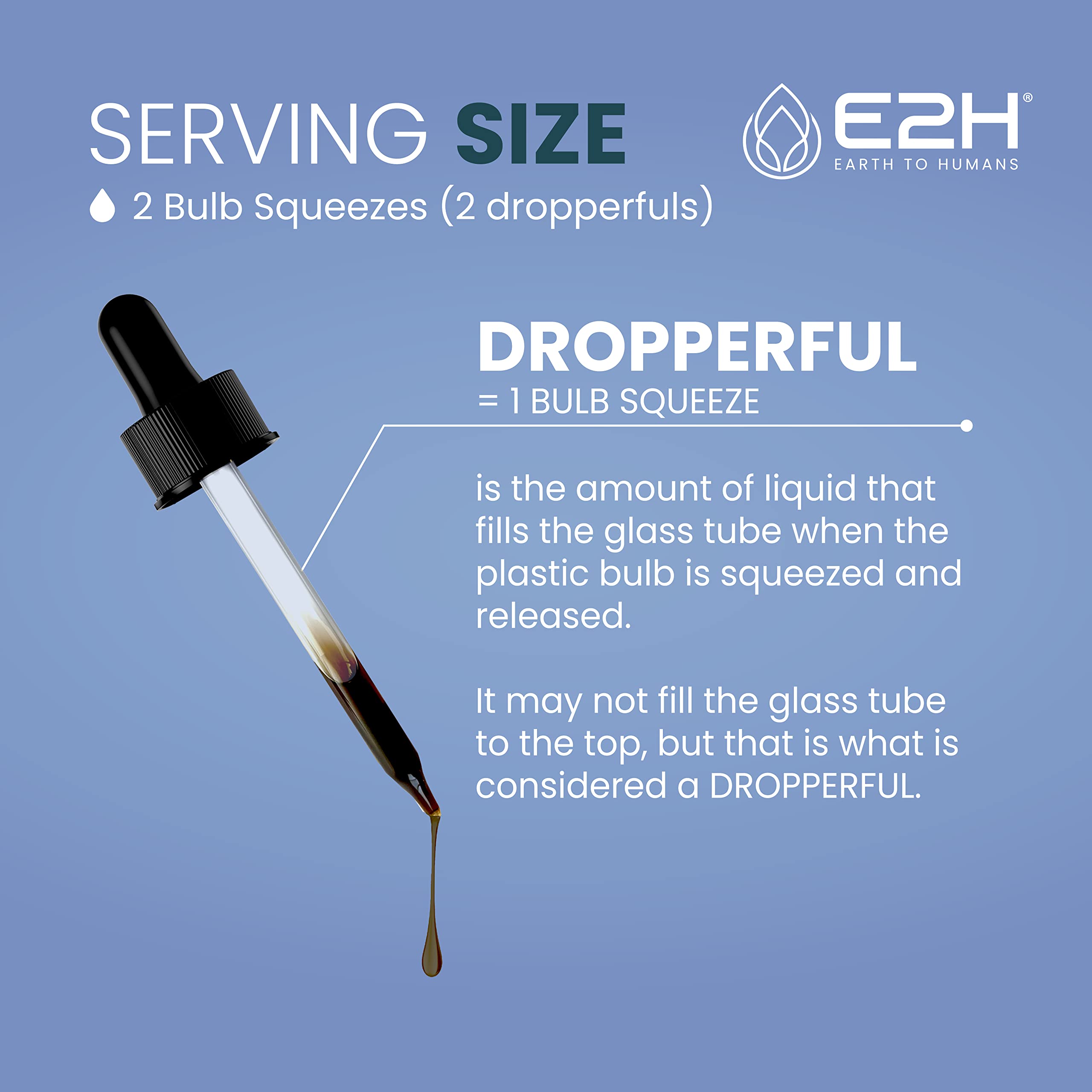 E2H Black Currant Oil 2oz liquid in a measuring spoon