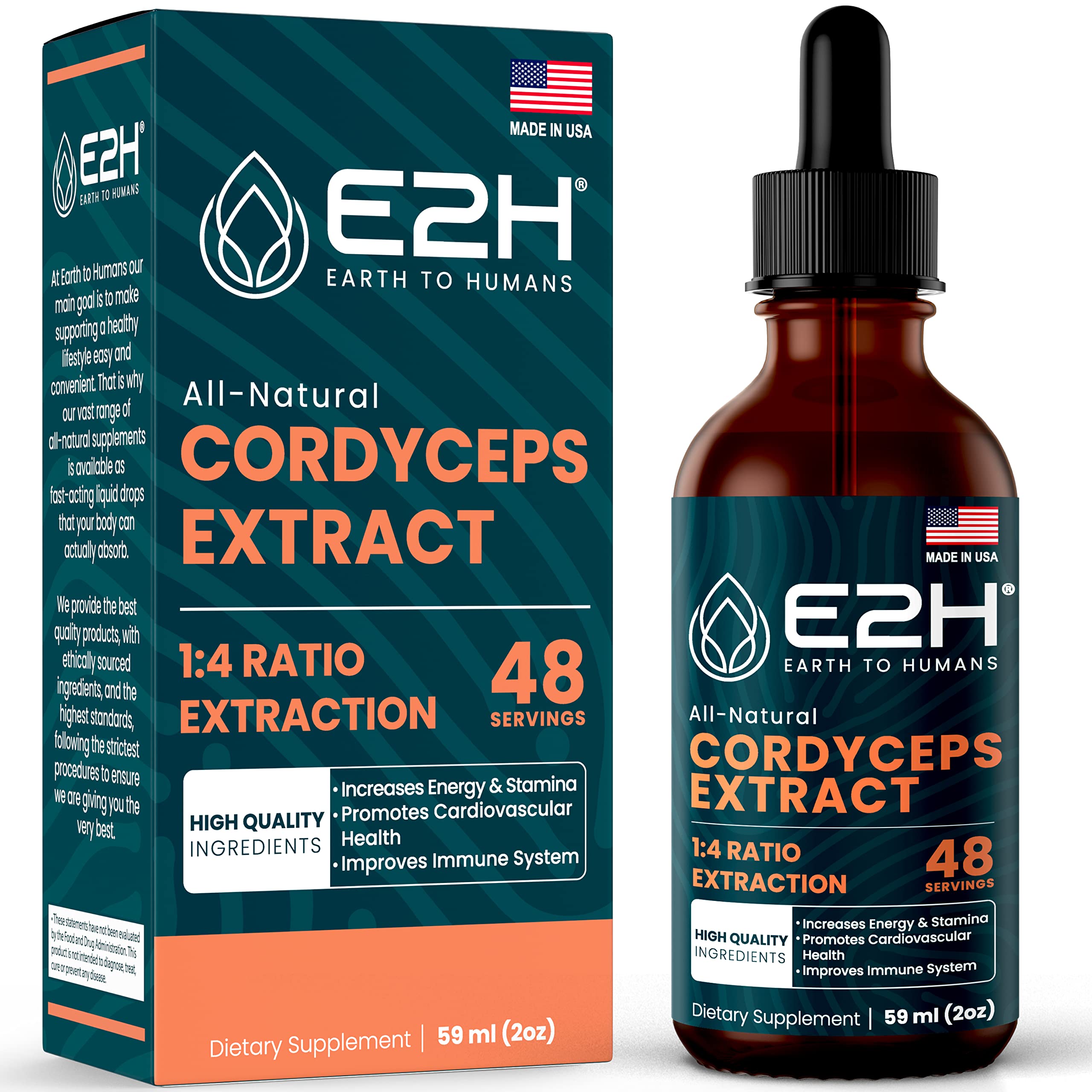 E2H EARTH TO HUMANS Cordyceps Extract Liquid Drops front view