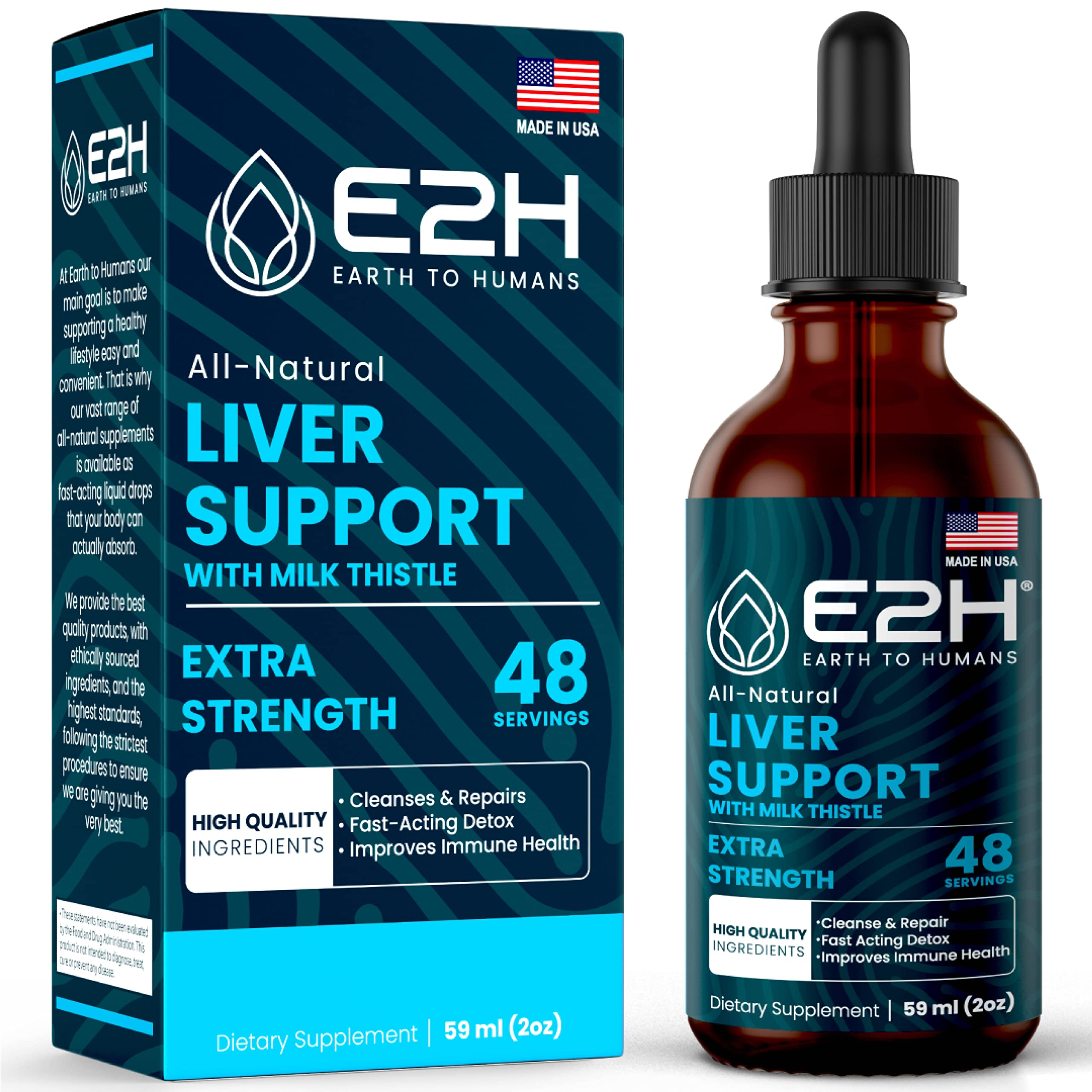 E2H EARTH TO HUMANS Milk Thistle Liquid Drops bottle front view