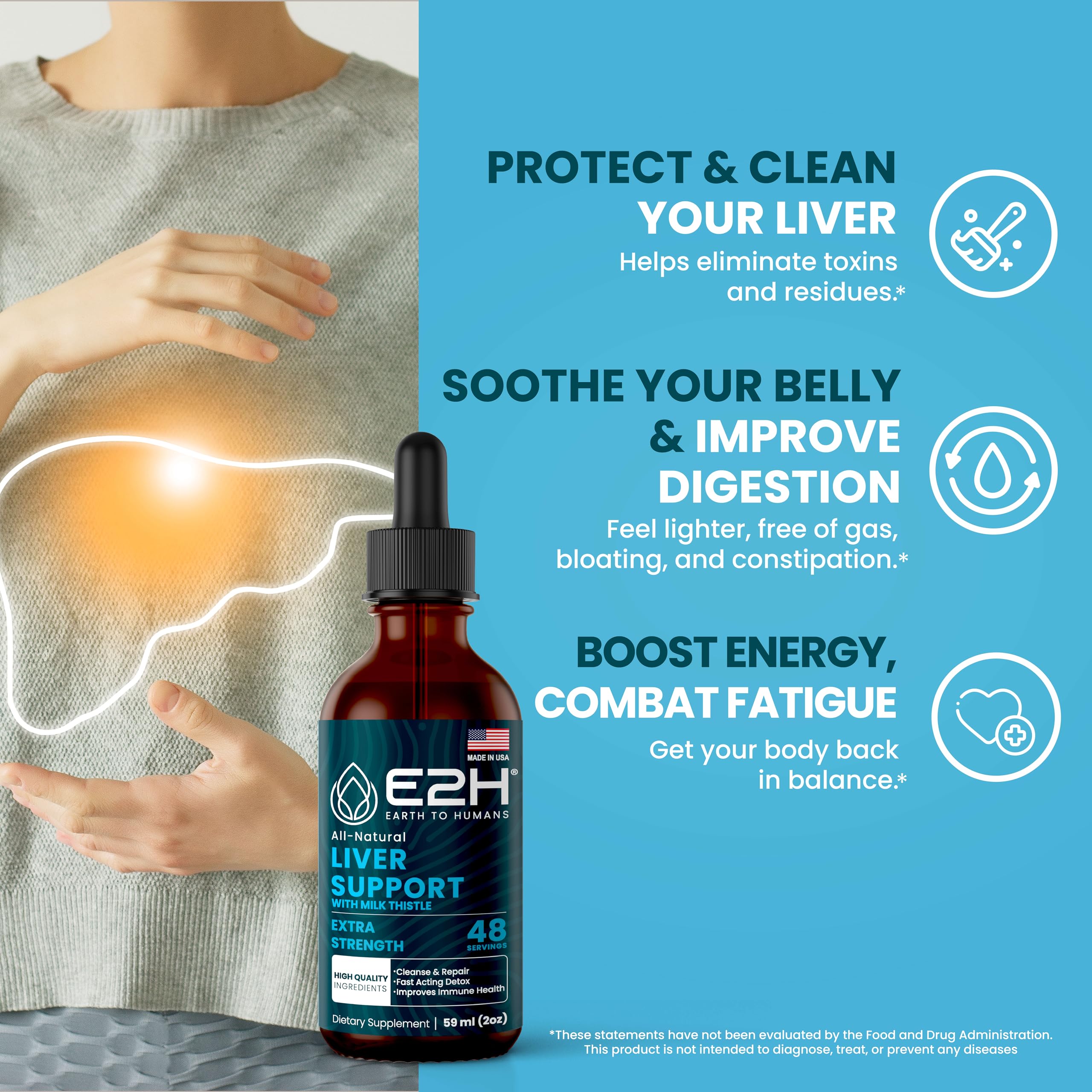 E2H EARTH TO HUMANS Milk Thistle Liquid Drops dropper close-up