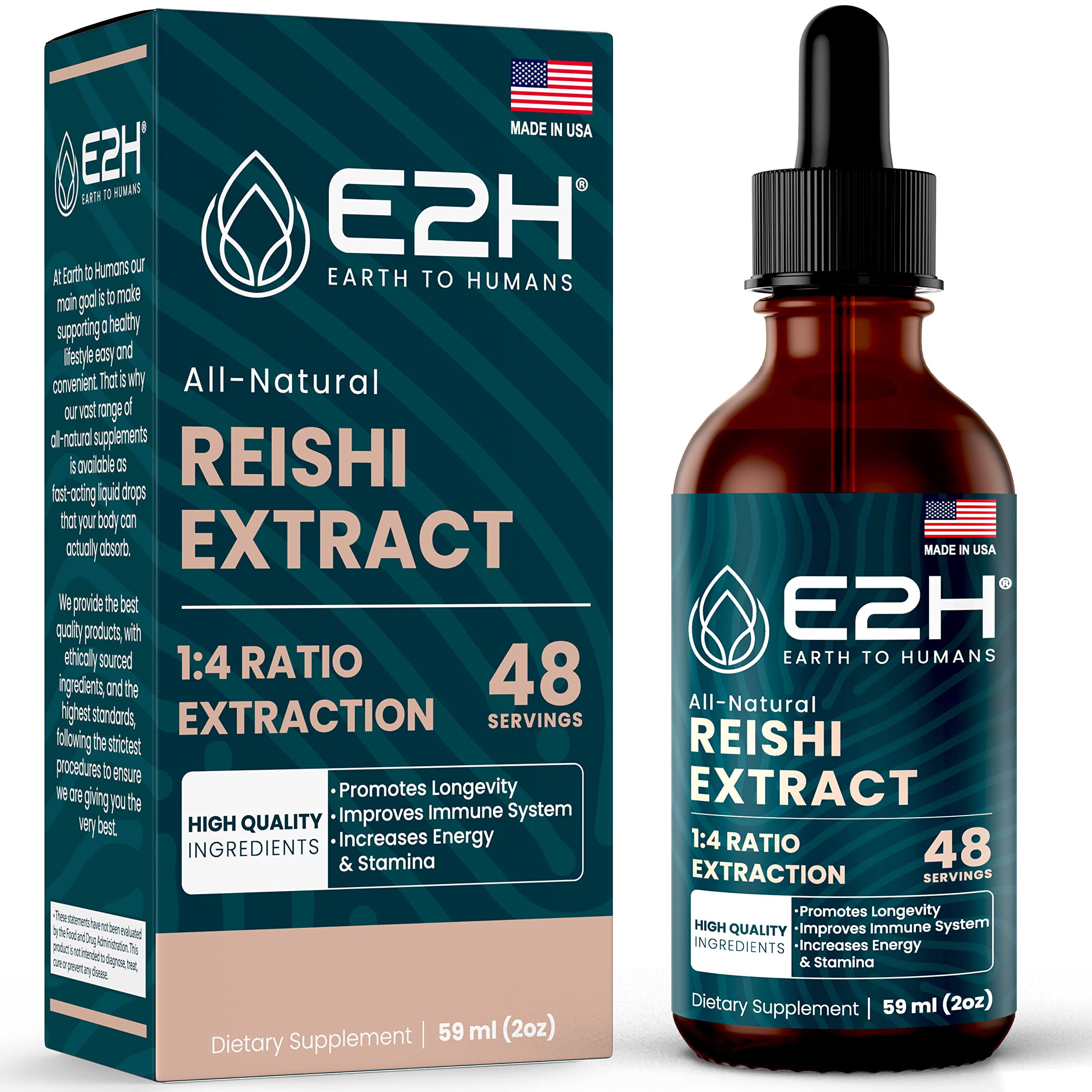 E2H EARTH TO HUMANS Reishi Mushroom Extract 57g bottle front view