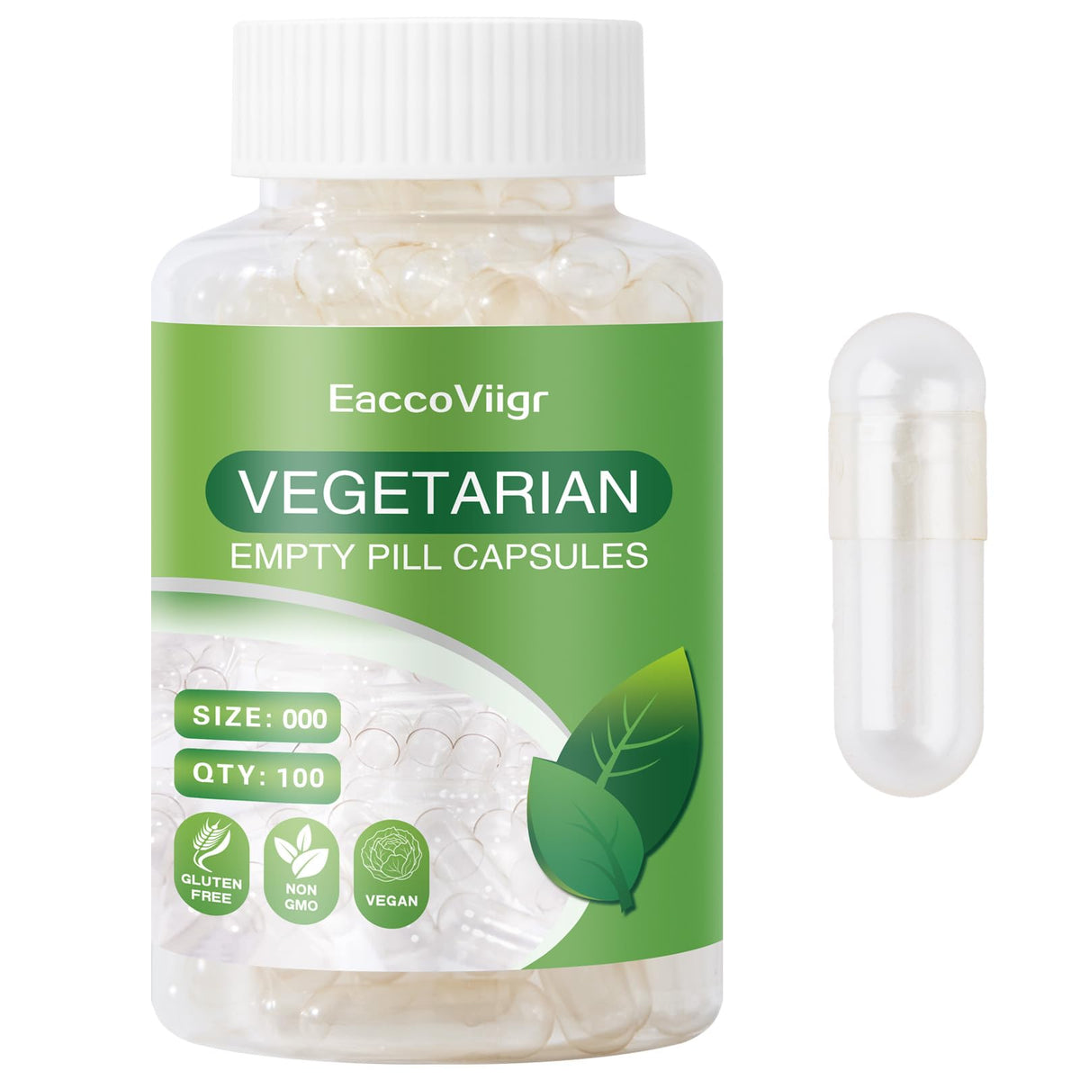 EaccoViigr Size 000 vegetarian empty capsules front view