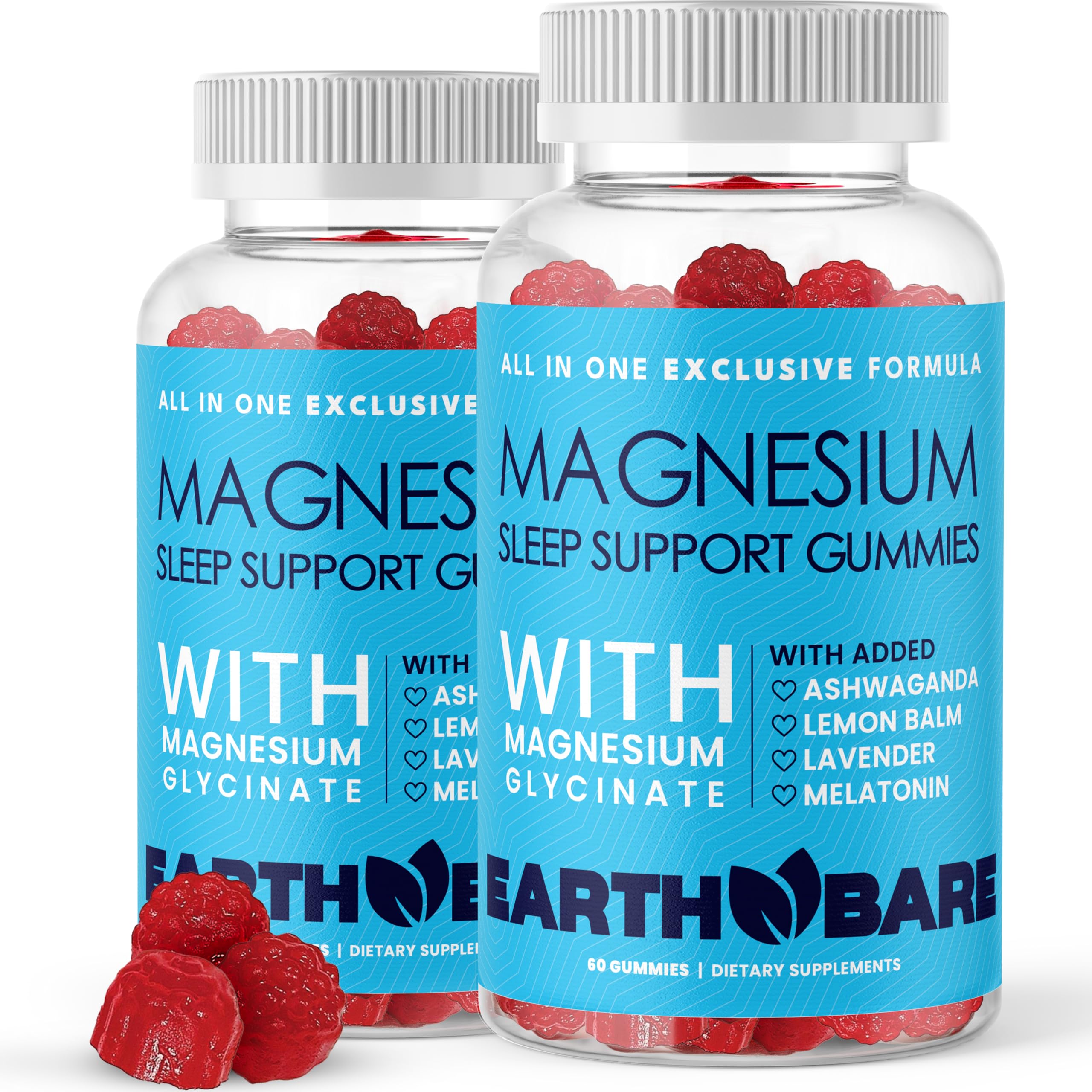 Earth Bare Magnesium Glycinate Gummies front view with packaging