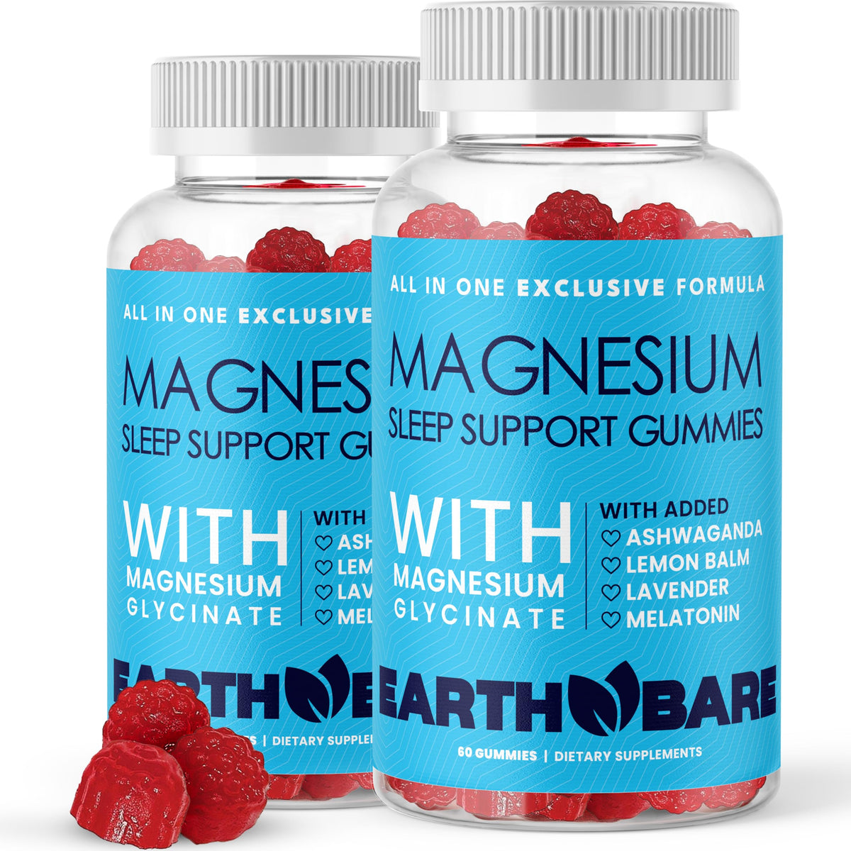Earth Bare Magnesium Glycinate Gummies front view with packaging