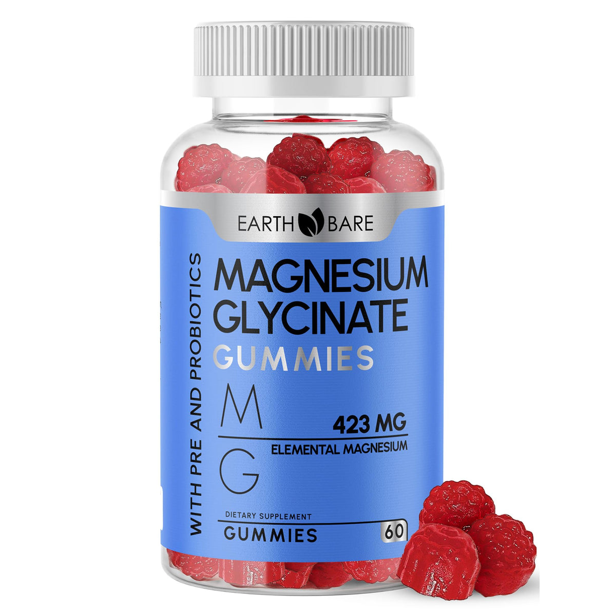 Earth Bare Magnesium Gummies front view with packaging
