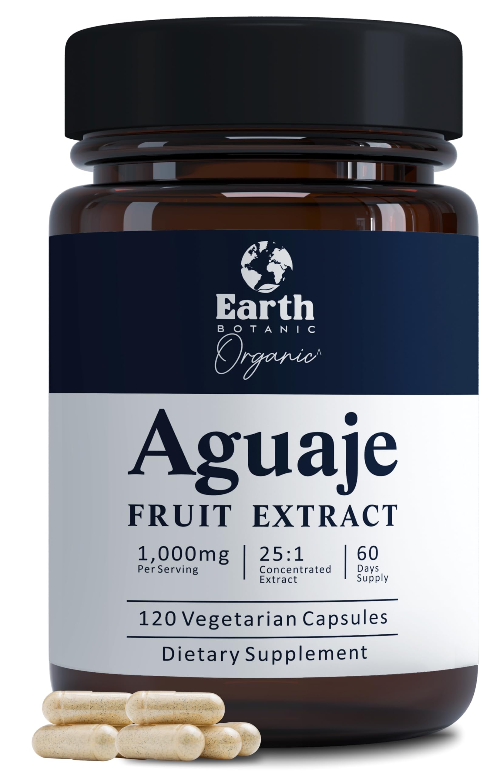 Earth BOTANIC Organic Aguaje Fruit Extract 120 vegan capsules front view