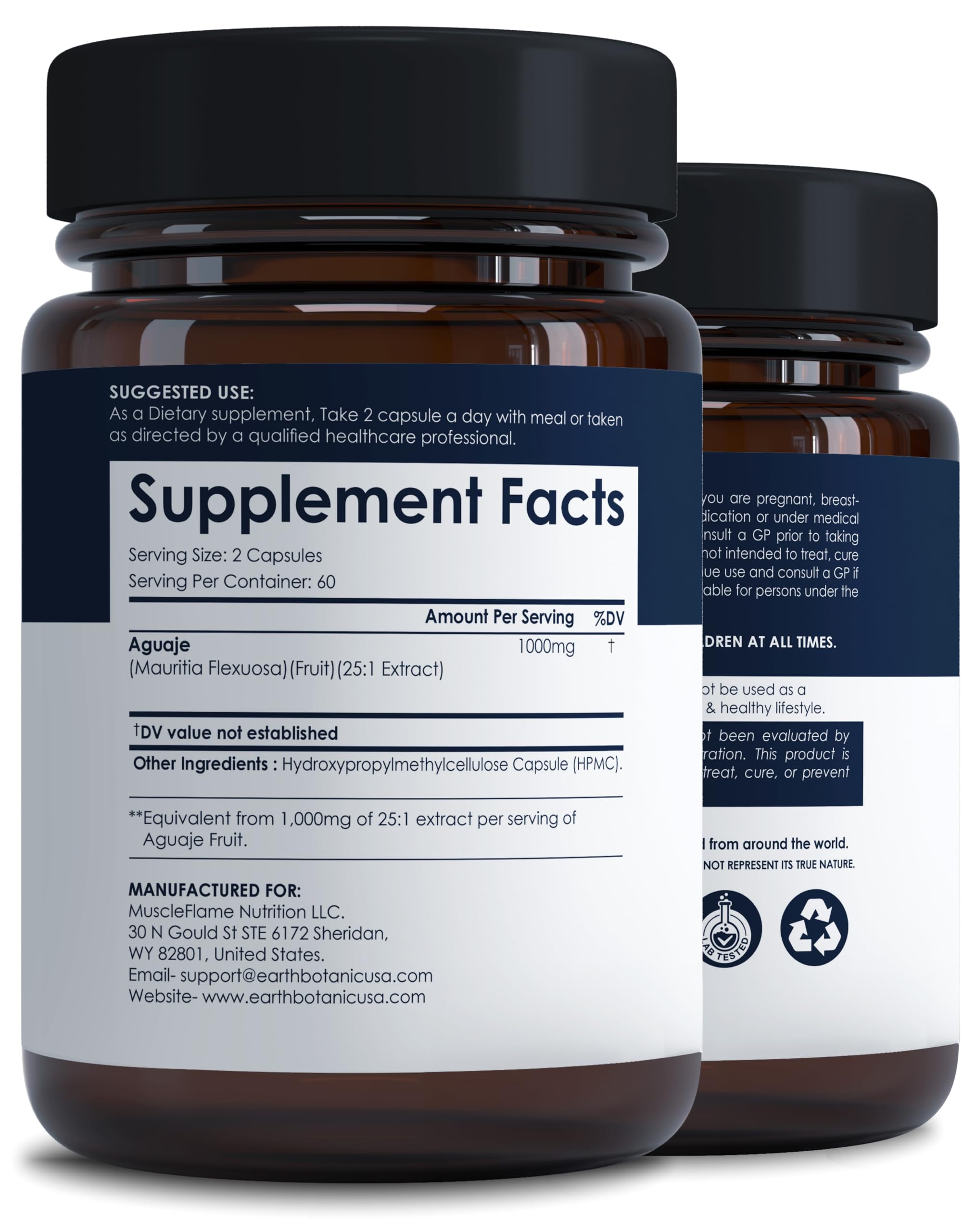 Earth BOTANIC Organic Aguaje Fruit Extract bottle with label