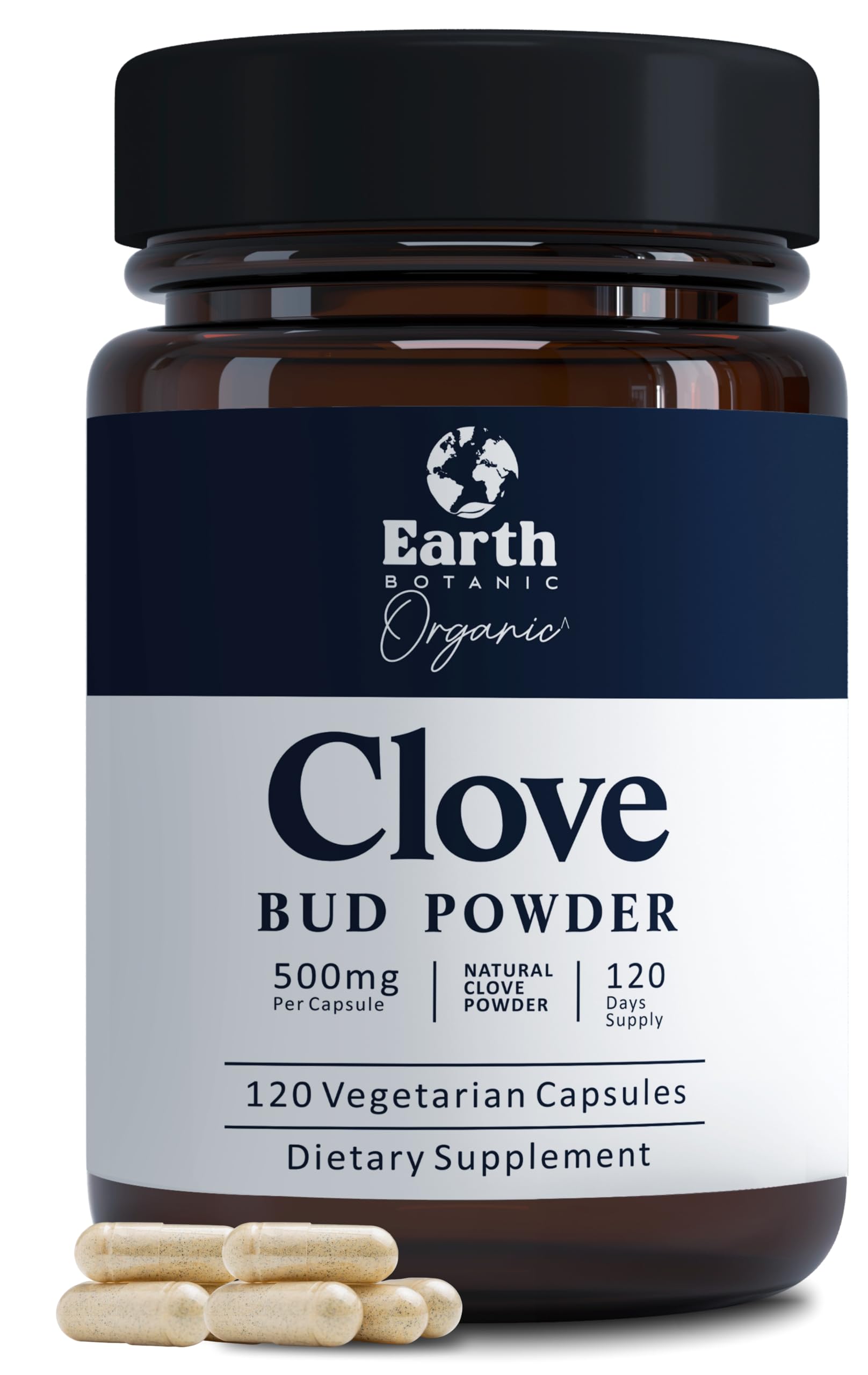 Earth BOTANIC Organic Clove Capsules 500mg front view