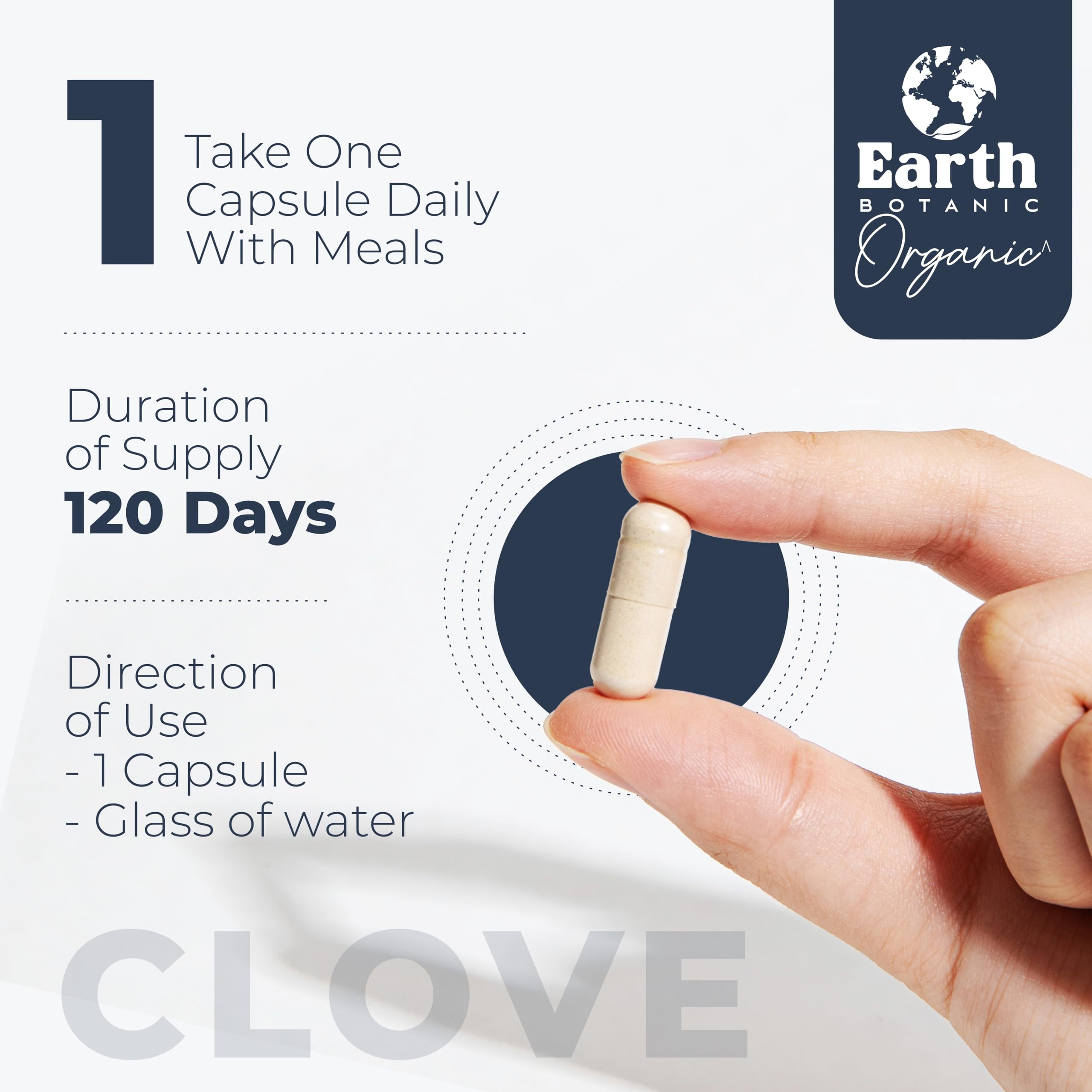 Earth BOTANIC Organic Clove Capsules 500mg with clove buds