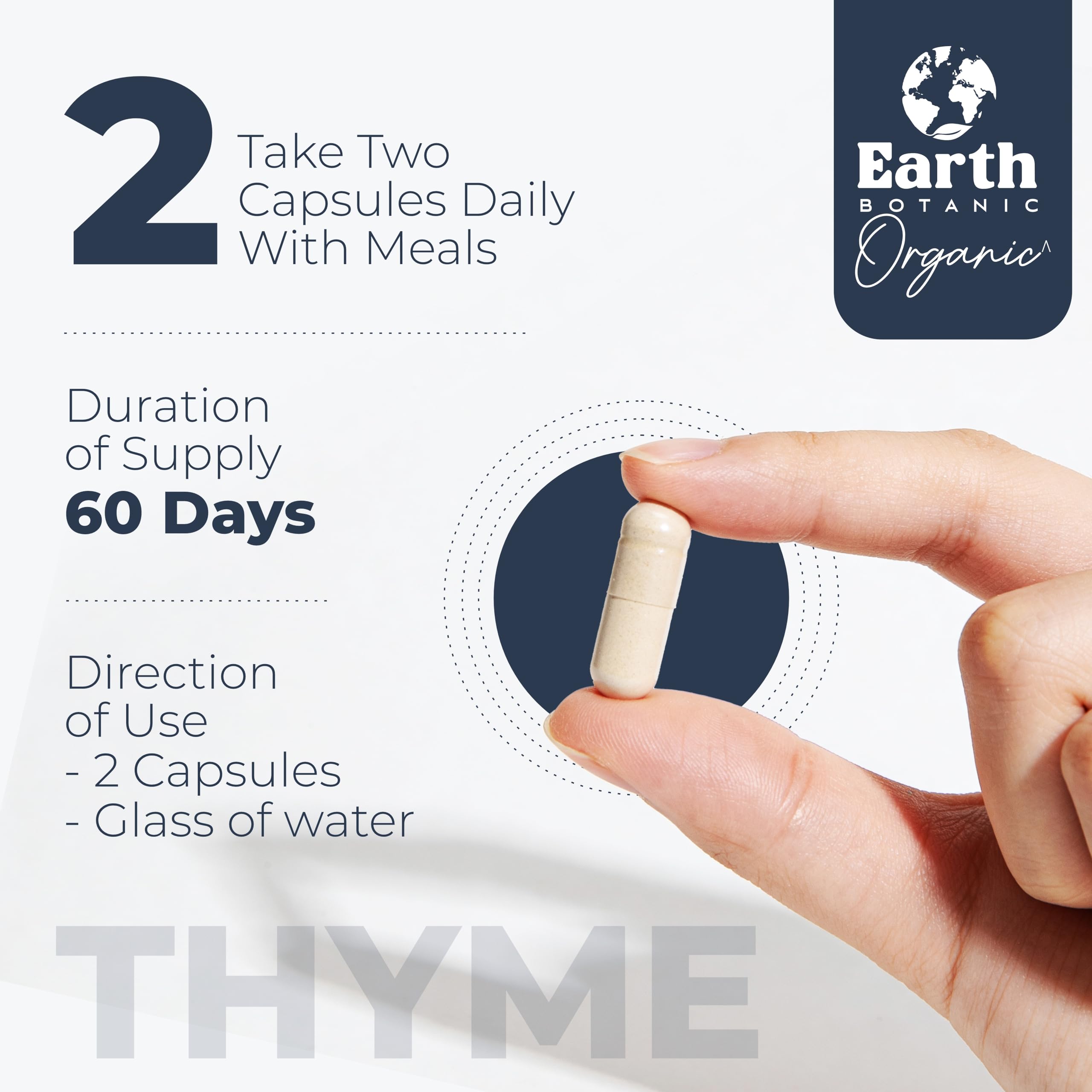 Earth BOTANIC Organic Thyme Extract 10:1 capsules bottle with label