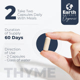 Earth BOTANIC Organic Thyme Extract 10:1 capsules bottle with label