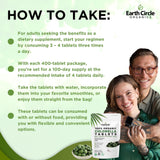 Earth Circle Organics Chlorella Tablets 250mg in a glass of water