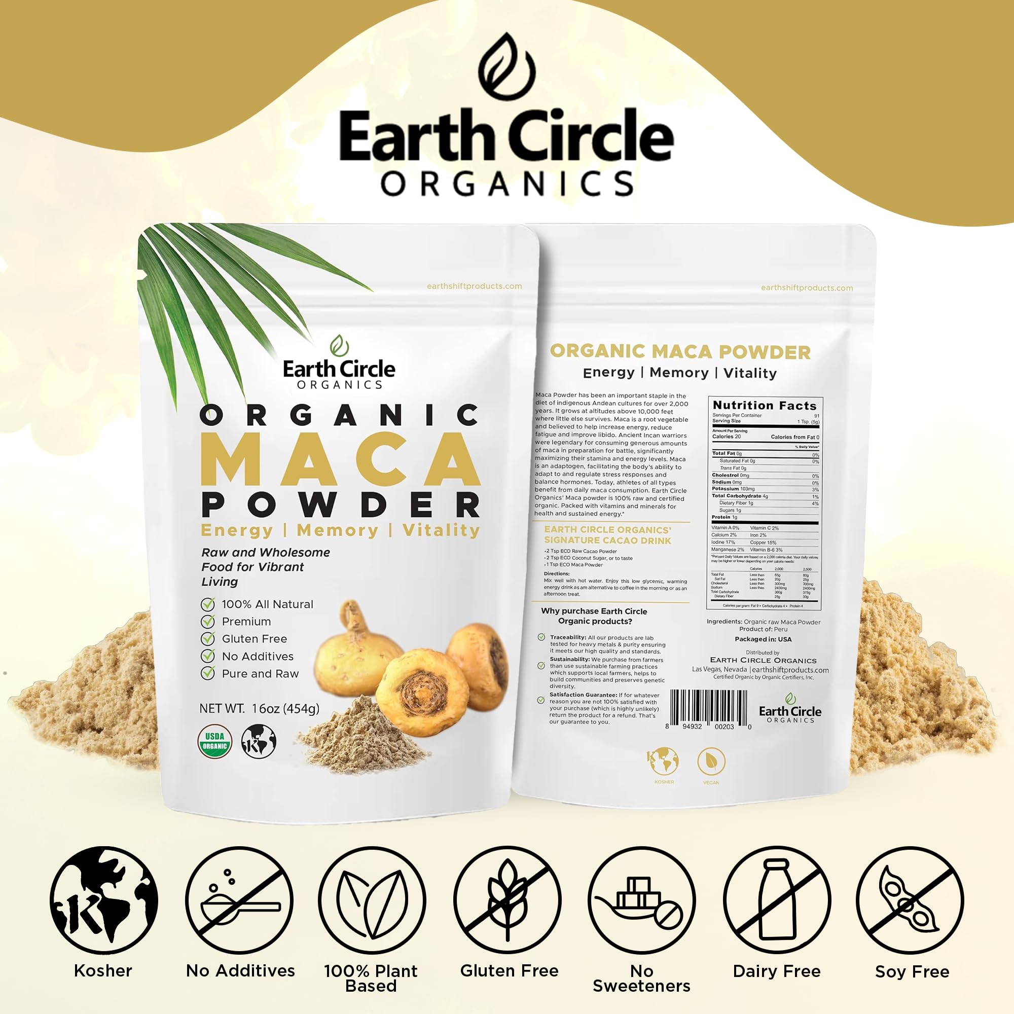 Earth Circle Organics Maca Root Powder 454g lifestyle scene