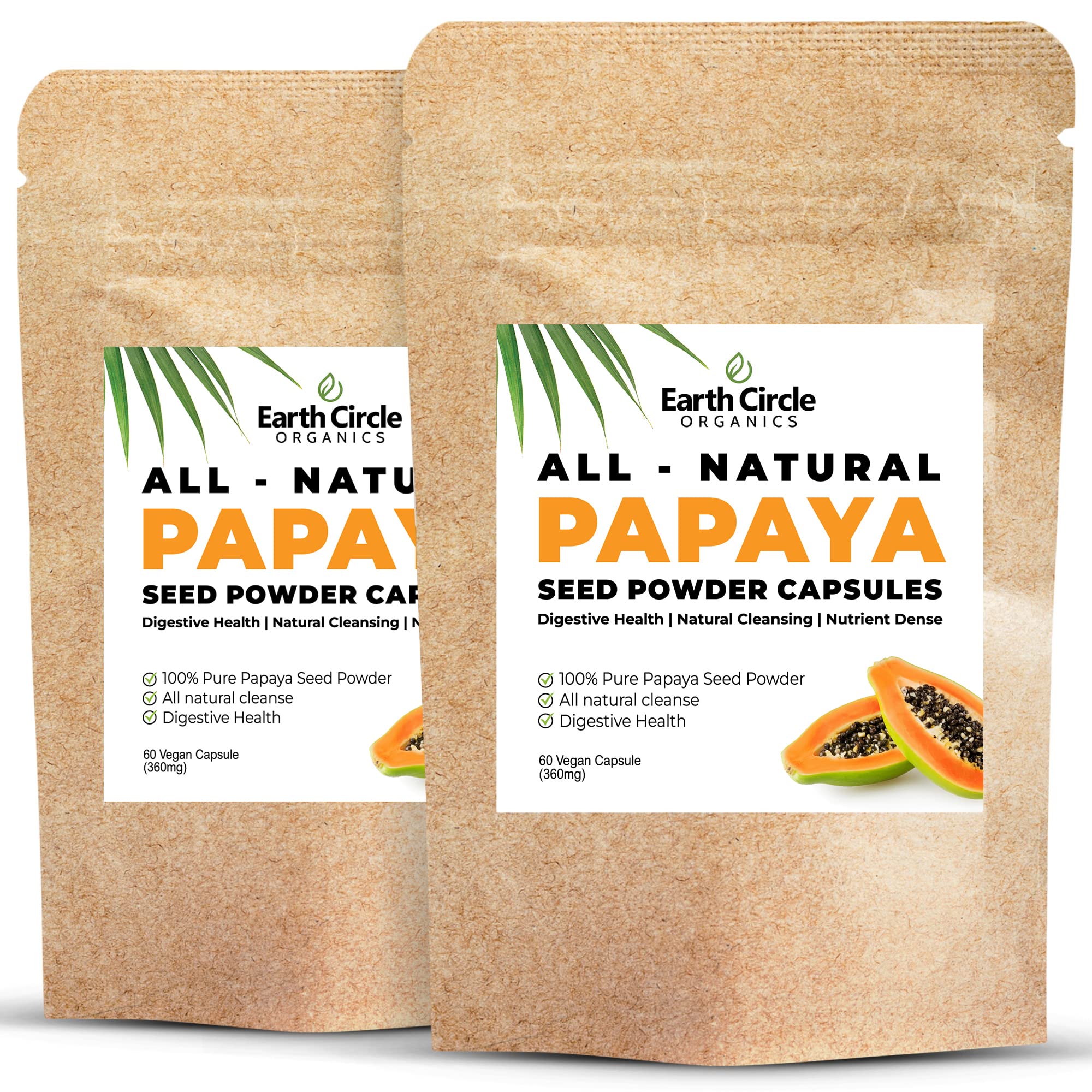 Earth Circle Organics Papaya Seed Powder Capsules front view