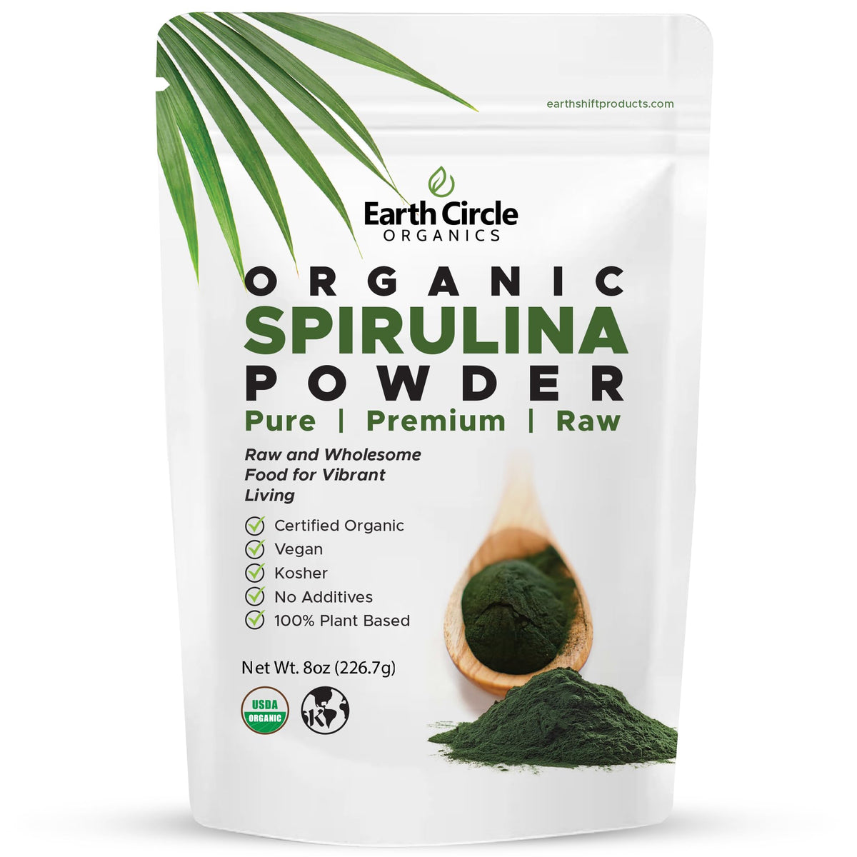 Earth Circle Organics Spirulina Powder 113g front view