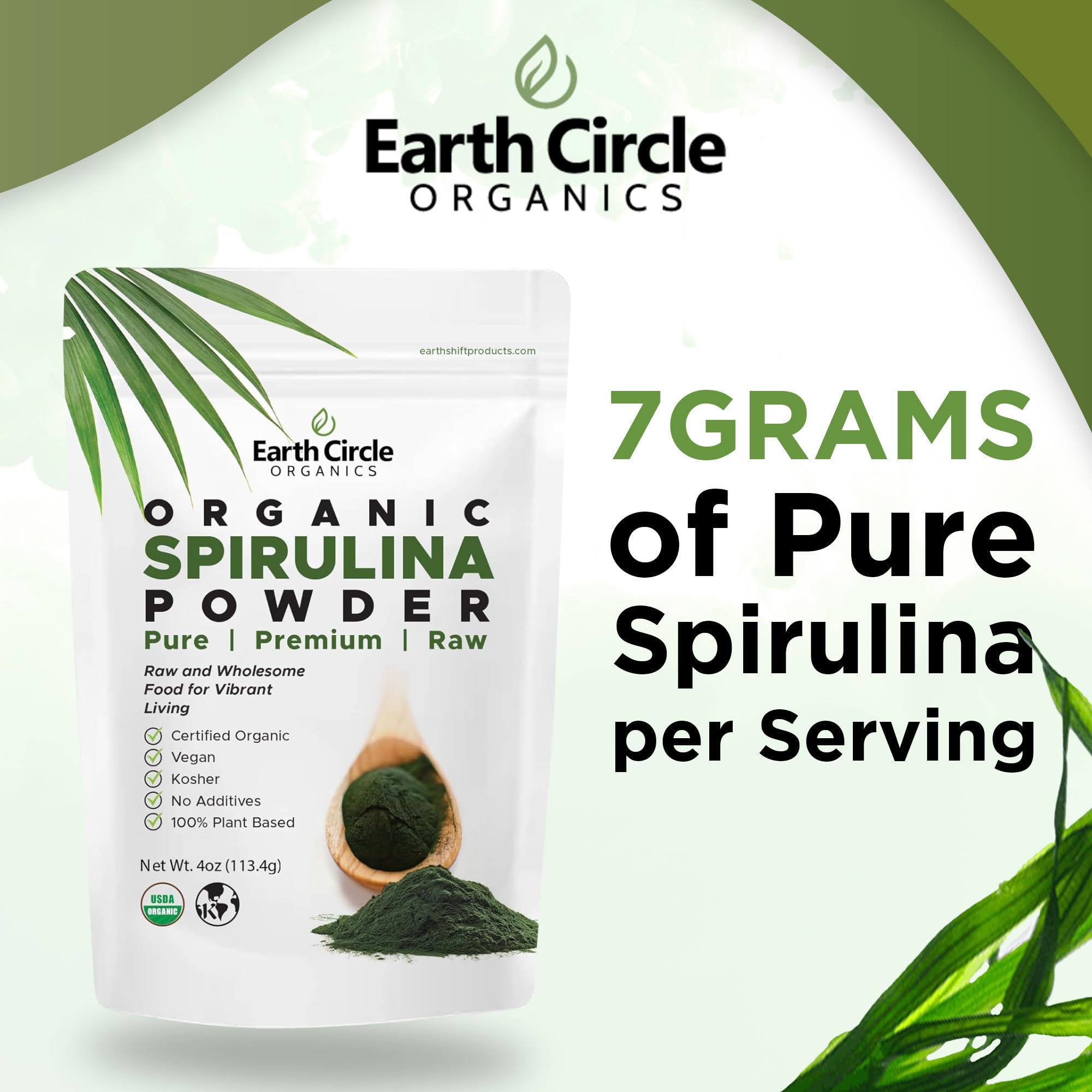Earth Circle Organics Spirulina Powder 113g resealable bag