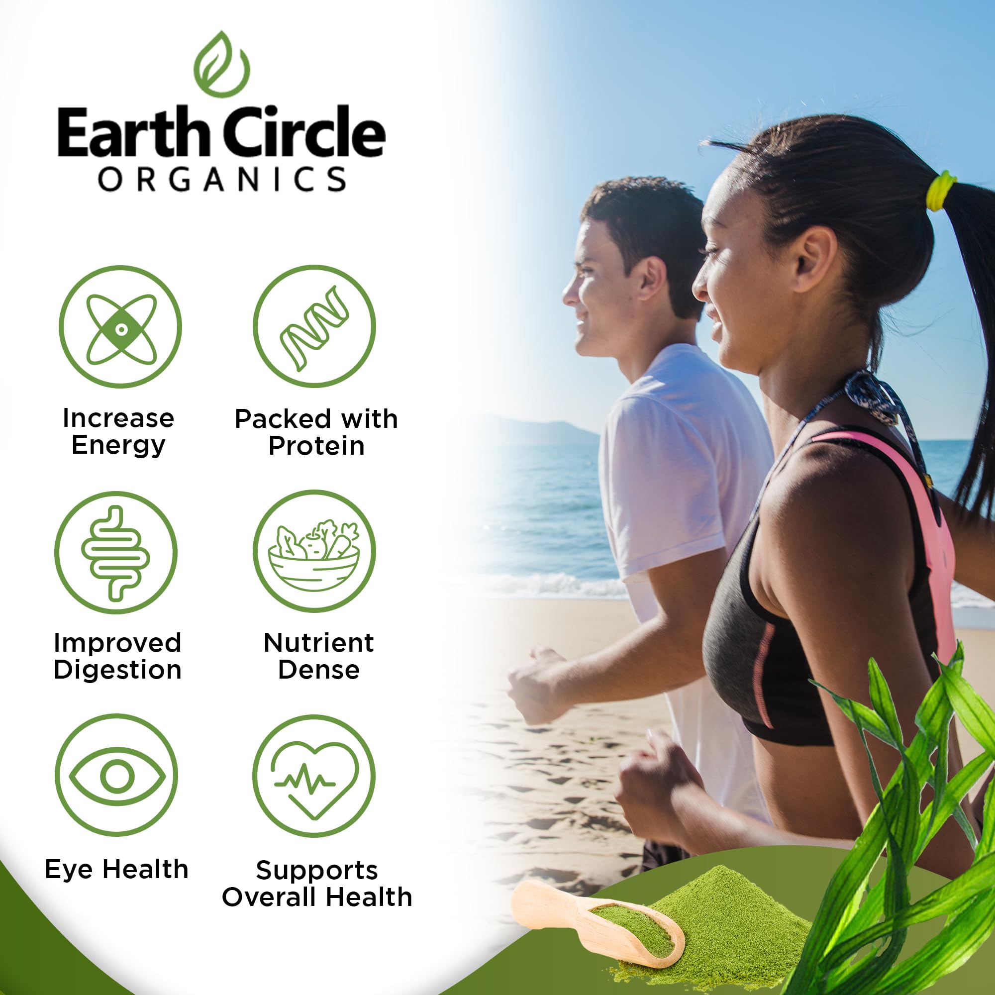 Earth Circle Organics Spirulina Powder 113g side view