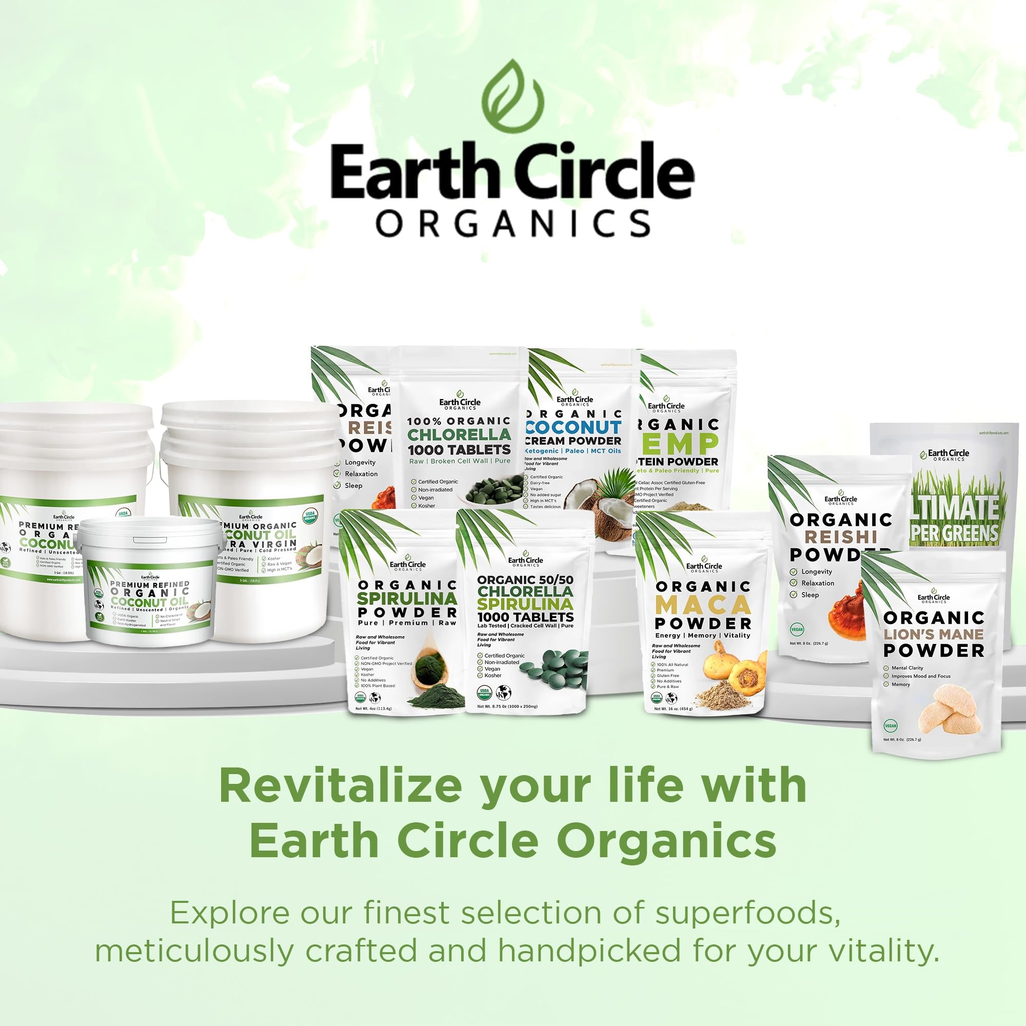 Earth Circle Organics Spirulina Powder with fresh ingredients