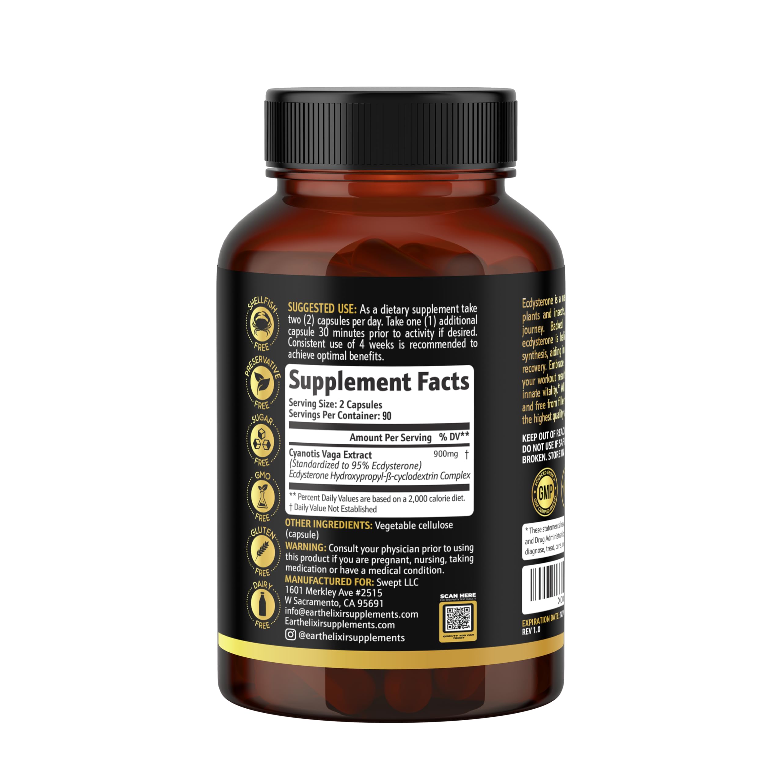 Earth Elixir Ecdysterone Supplement lifestyle shot with fitness gear
