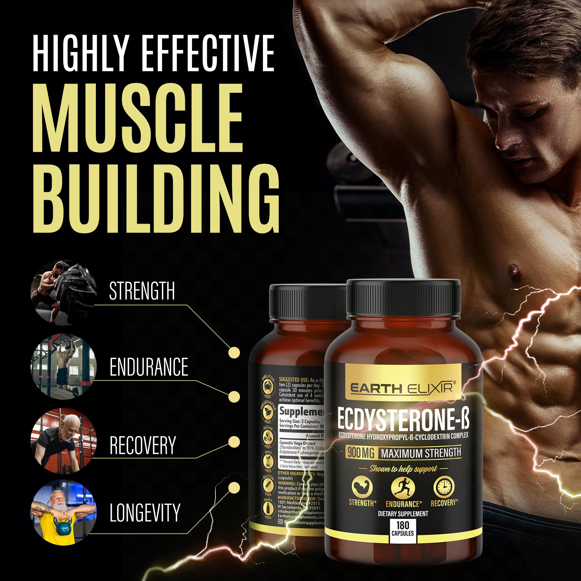 Earth Elixir Ecdysterone Supplement on a wooden table