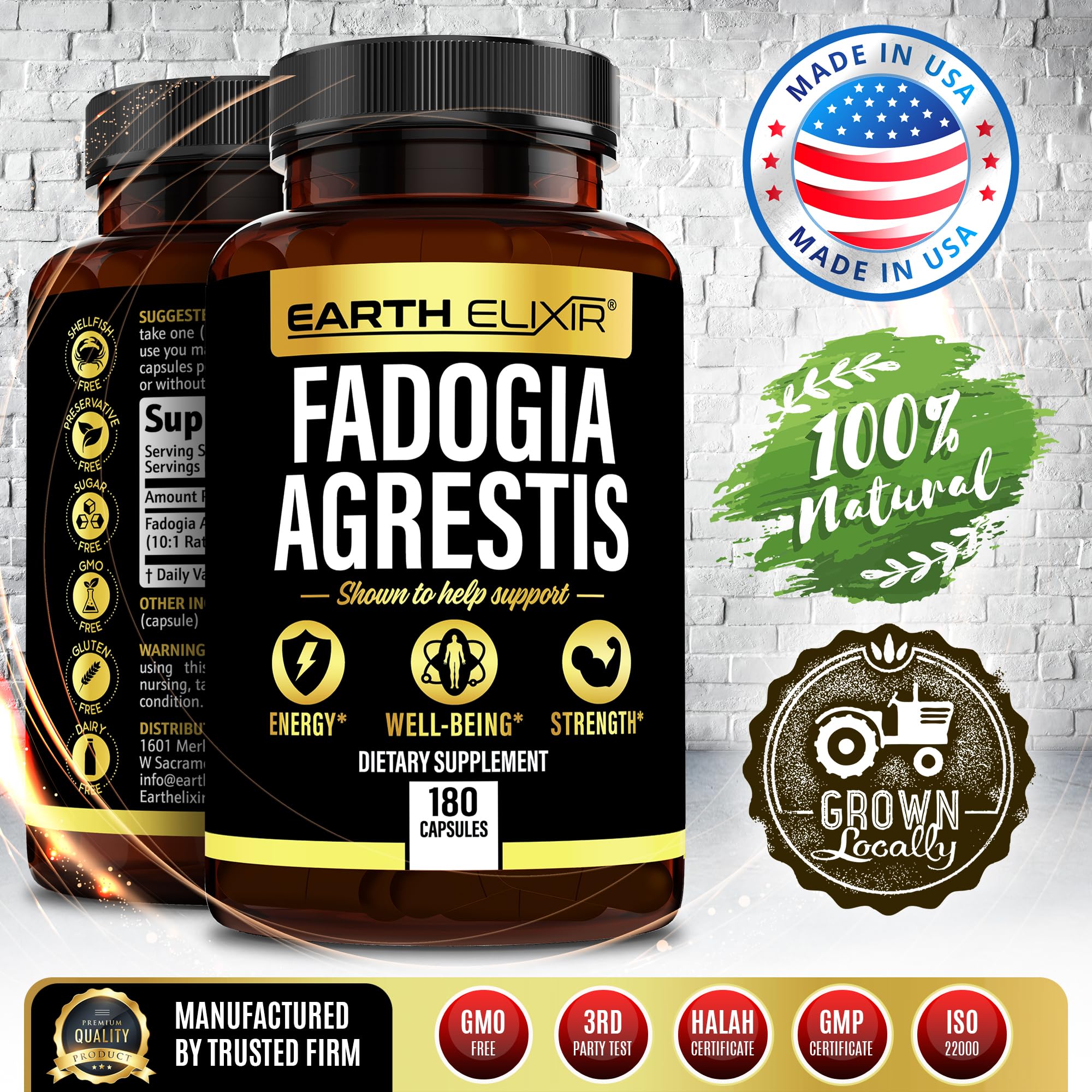 Earth Elixir Fadogia Agrestis Supplement label close-up