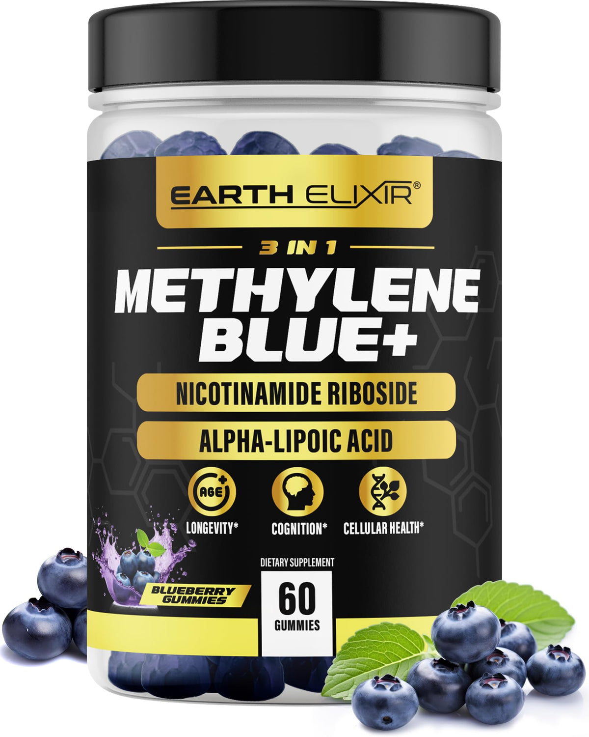 Earth Elixir Methylene Blue Gummies 60 Count front view