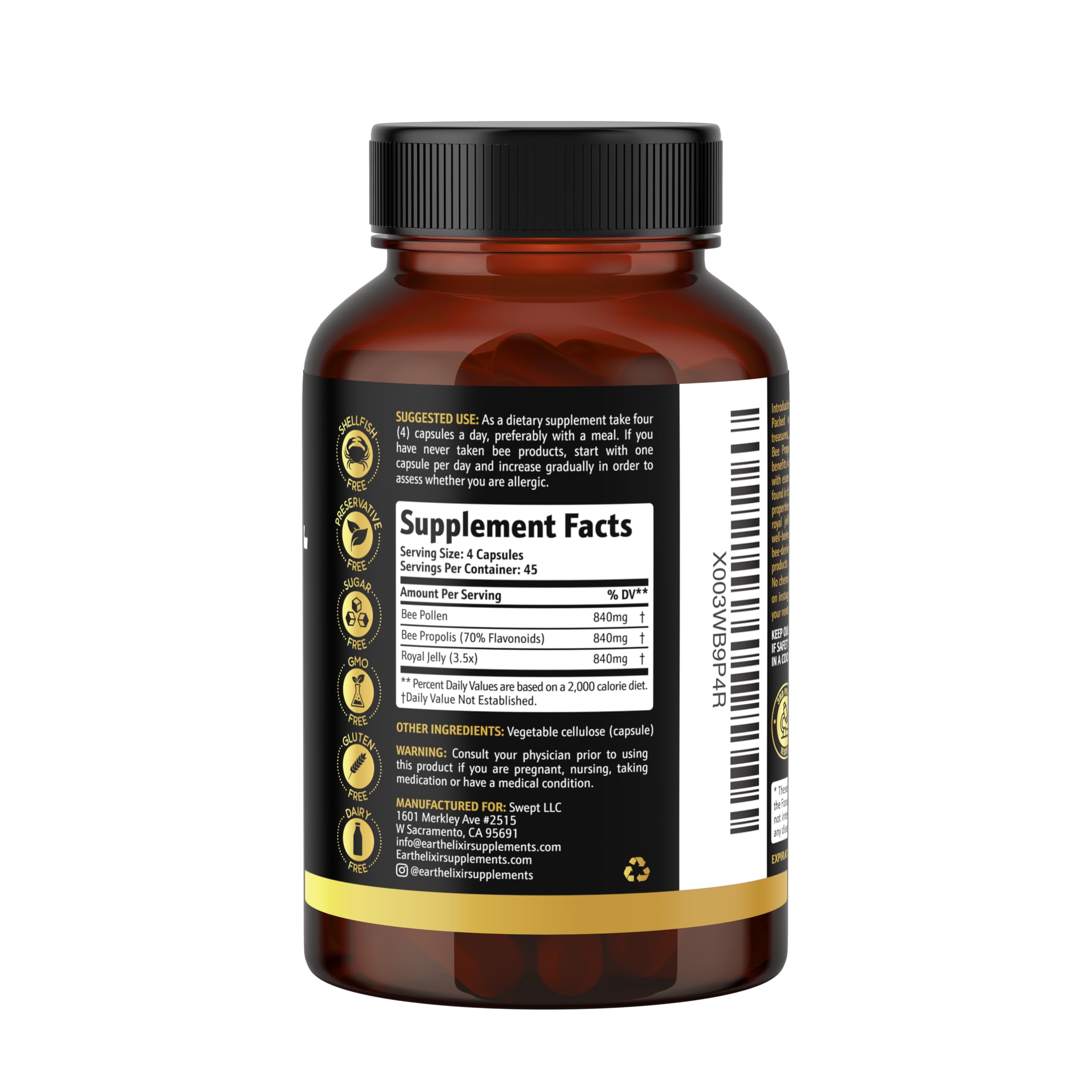 Earth Elixir Royal Jelly 3-in-1 Bee Pollen Supplement lifestyle shot