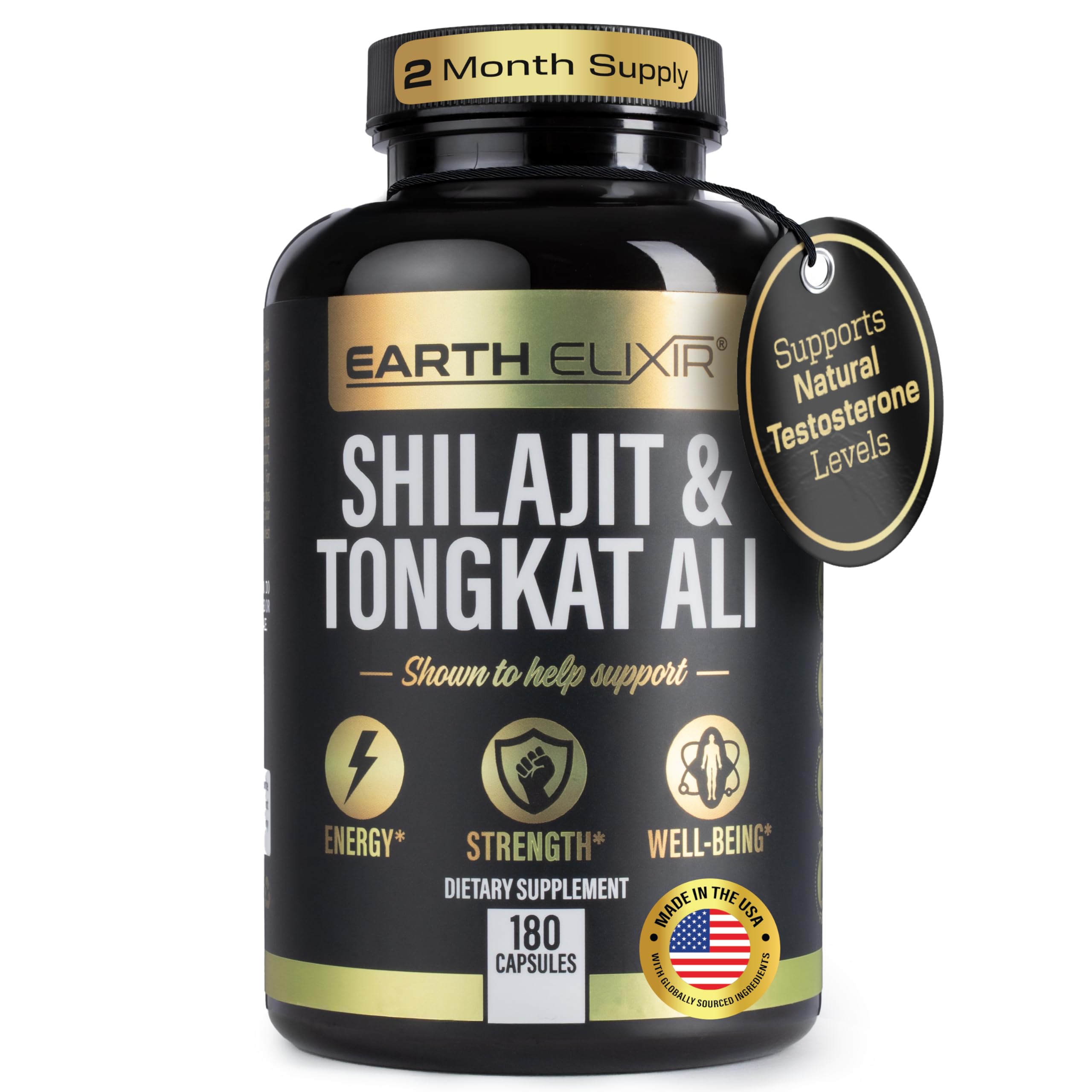 Earth Elixir Shilajit & Tongkat Ali Capsules front view