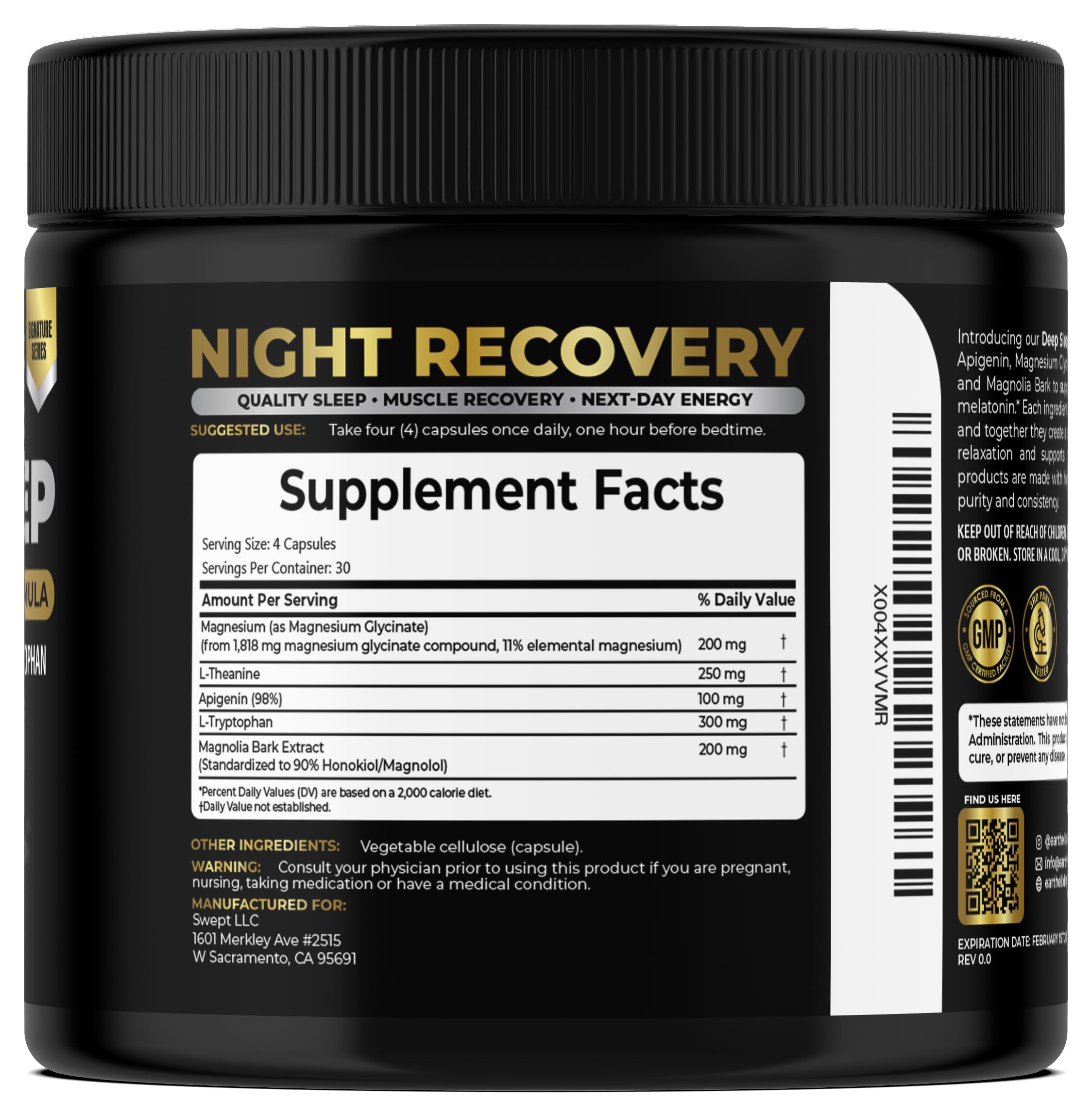 Earth Elixir Sleep Aid capsules on a wooden table