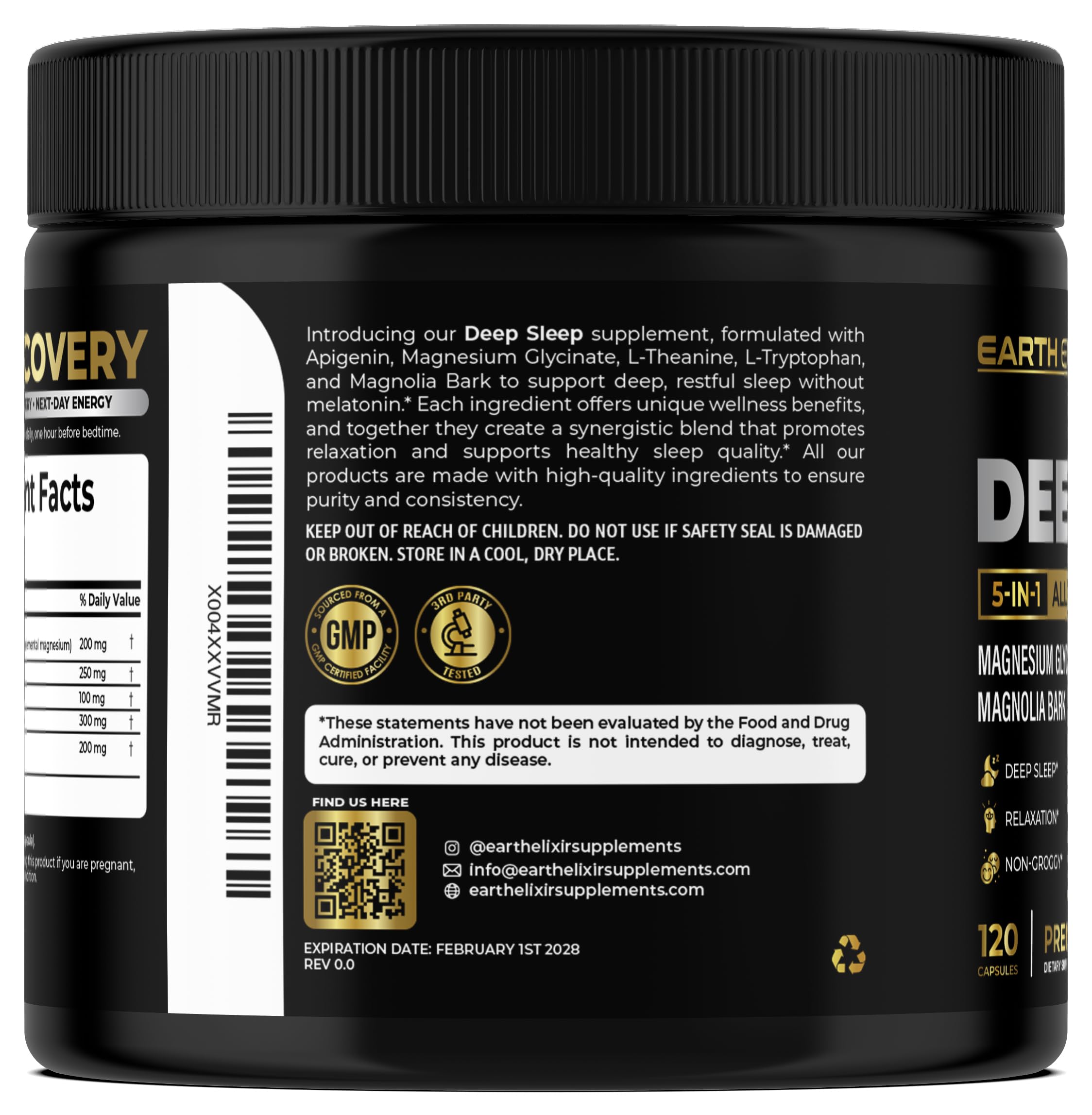 Earth Elixir Sleep Aid supplement packaging with product details