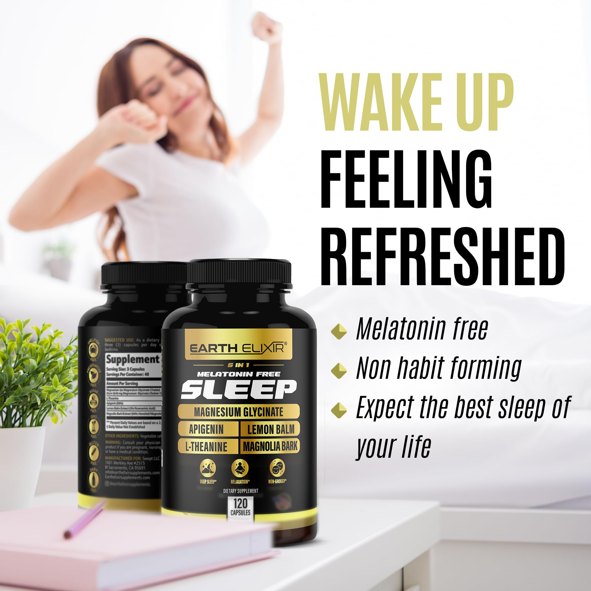 Earth Elixir Sleep Supplement 100g side view