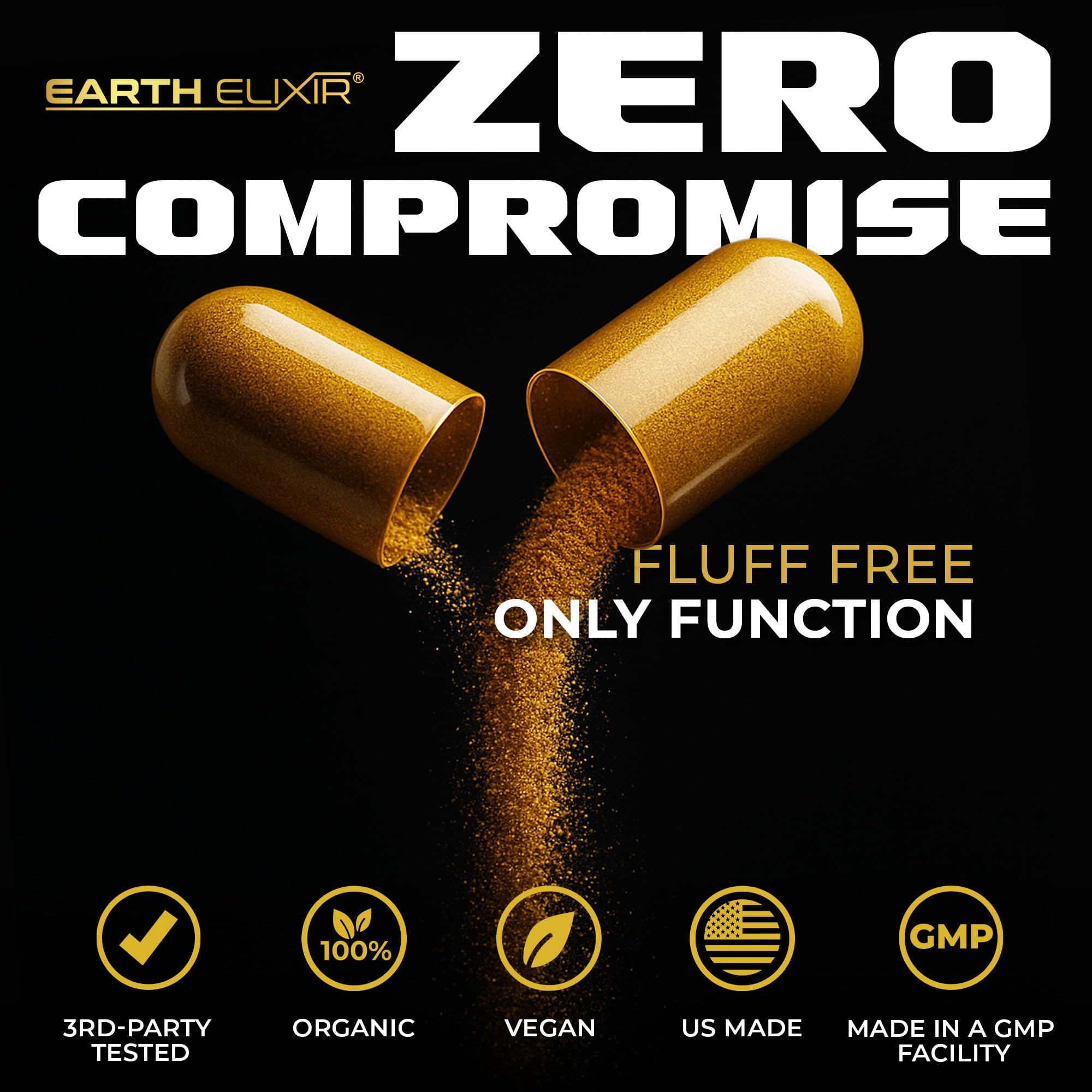 Earth Elixir Testosterone Support Supplement with measuring spoon