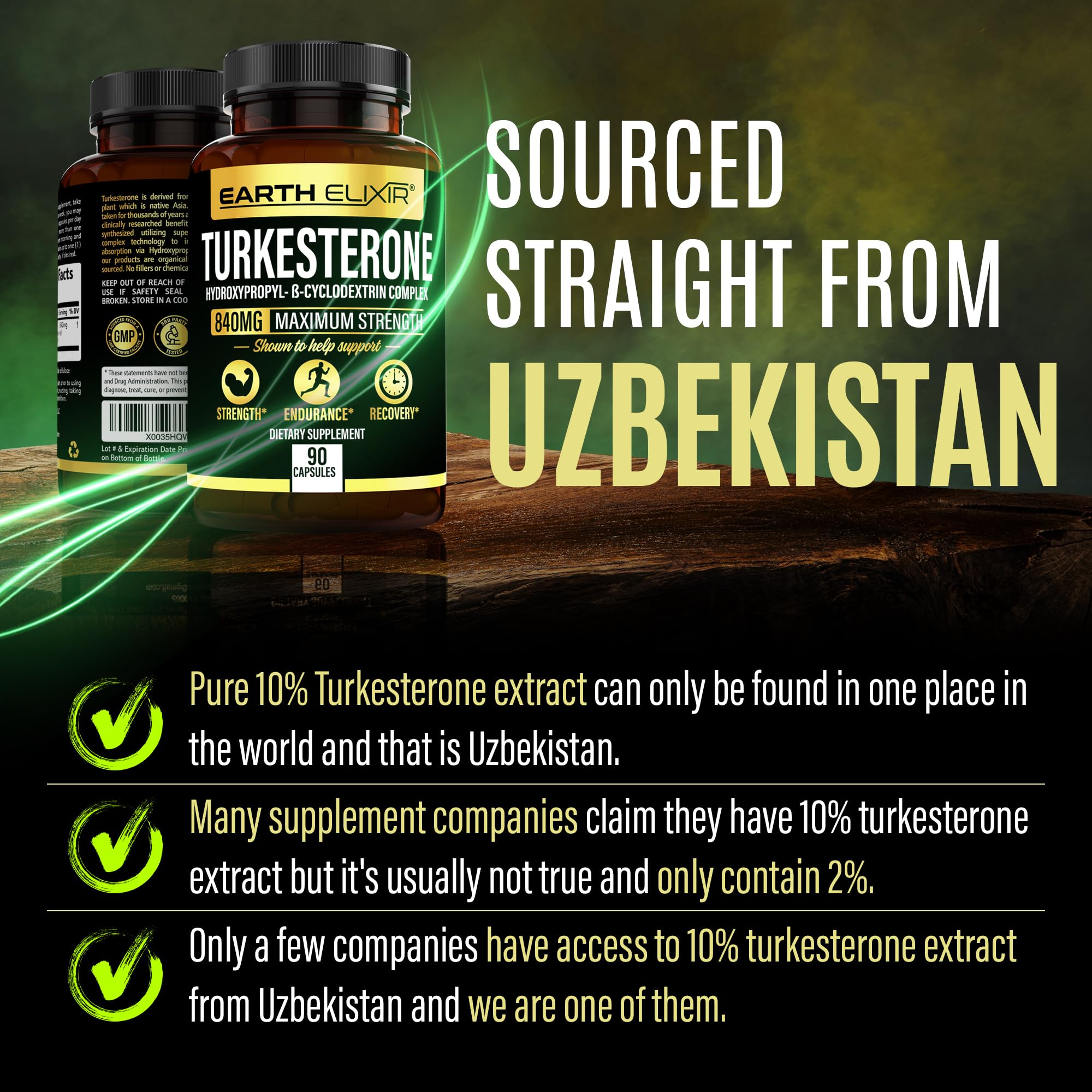 Earth Elixir Turkesterone Supplement 120 Capsules back view