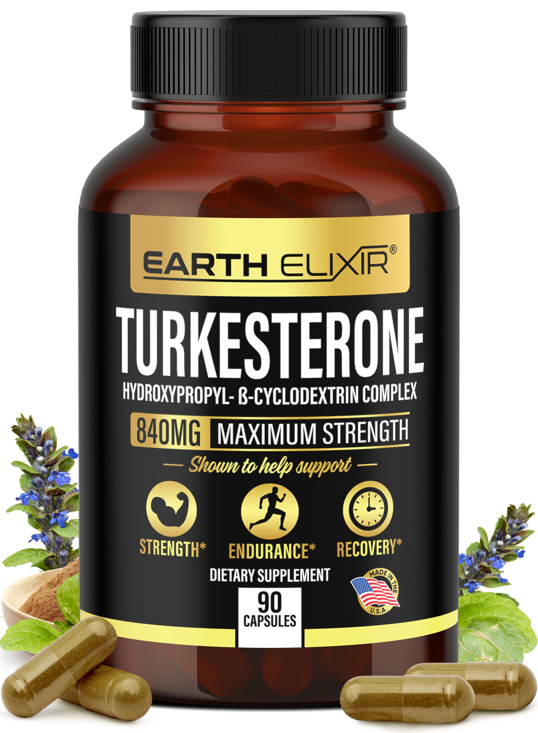 Earth Elixir Turkesterone Supplement 120 Capsules front view