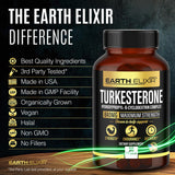 Earth Elixir Turkesterone Supplement 120 Capsules on a wooden table